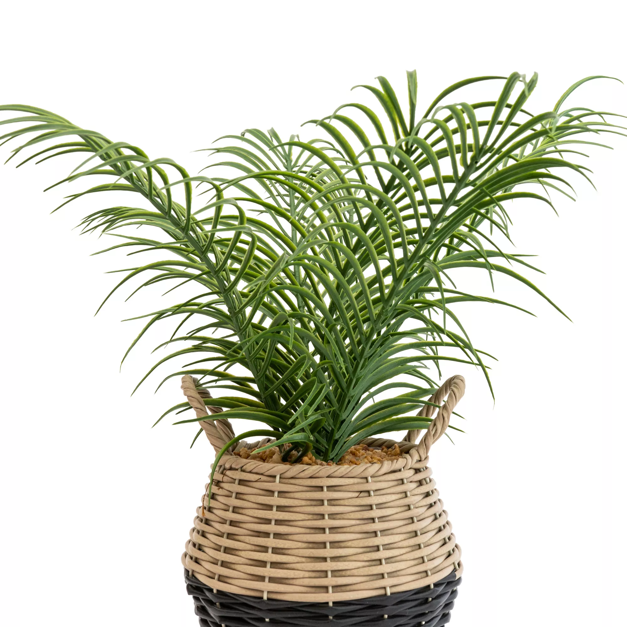 20cm Palm Artificial Plant In Natural Wicker Basket 4 20cm Palm Artificial Plant In Natural Wicker Basket - Image 2