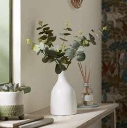 25cm Eucalyptus Stems Artificial Plant In Natural Ceramic Bottle Vase -Gardens and Outdoor 25cm eucalyptus stems artificial plant in natural ceramic bottle vase5010795682676 01i