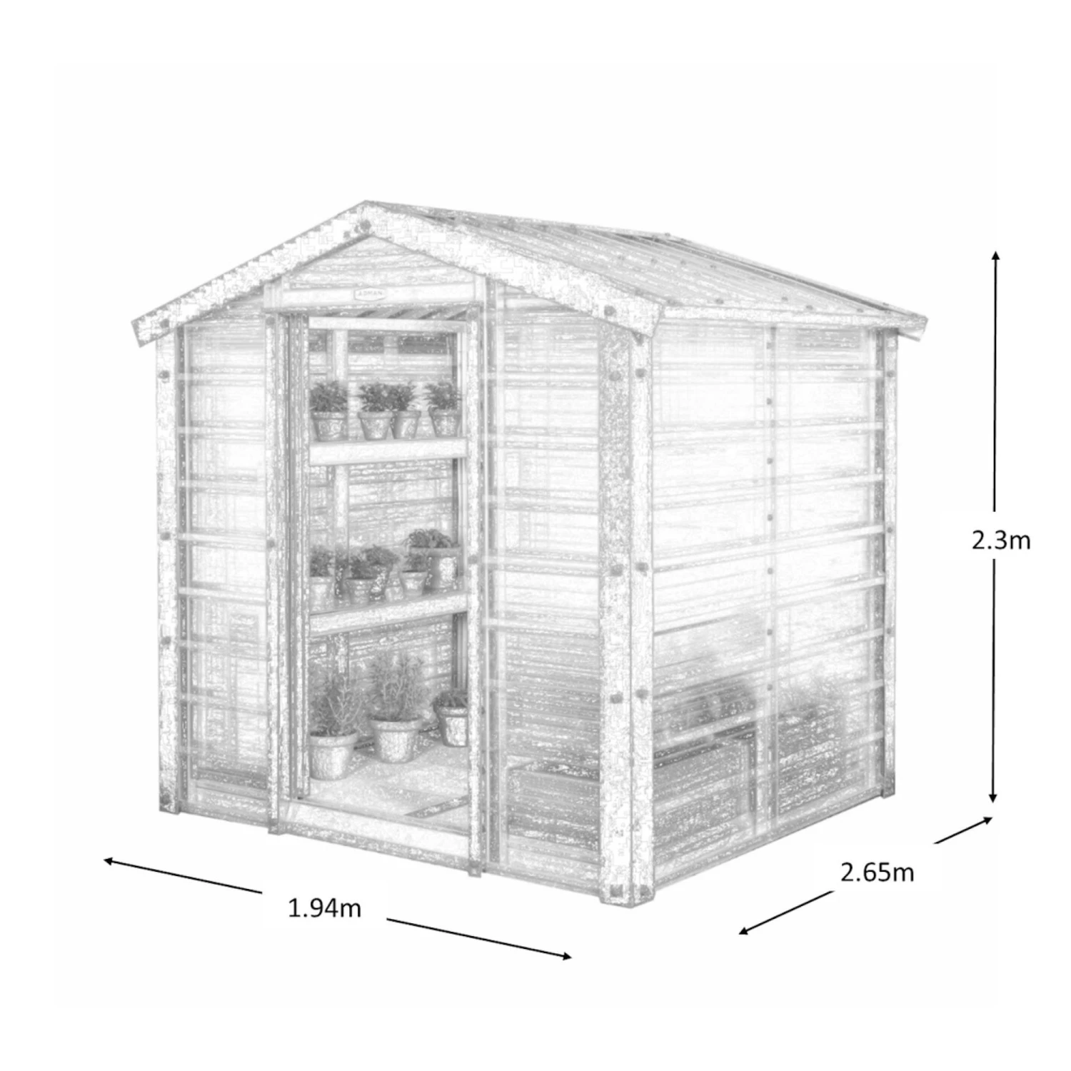 Adman Steel Sheds Multigrow 6.4x8.8 Greenhouse With Adjustable Vent 9 Adman Steel Sheds Multigrow 6.4x8.8 Greenhouse With Adjustable Vent - Image 7