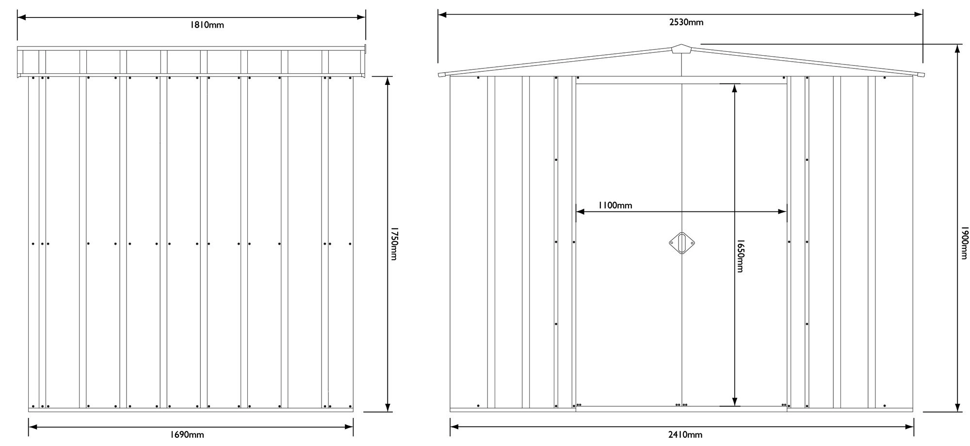 Arrow Greenvale 8x6 Apex Green & White Metal Shed 5 Arrow Greenvale 8x6 Apex Green & White Metal Shed - Image 3