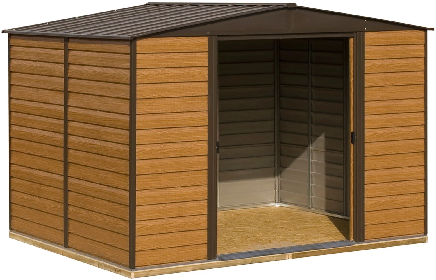 Arrow Woodvale 10x8 Apex Coffee Metal Shed With Floor 3 Arrow Woodvale 10x8 Apex Coffee Metal Shed With Floor