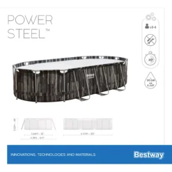 Bestway Power Steel® Wood Effect Polyvinyl Chloride (PVC) & Steel Pool (W) 3.66m X (L) 6.1m -Gardens and Outdoor bestway power steel wood effect polyvinyl chloride pvc steel pool w 3 66m x l 6 1m6942138983586 01t