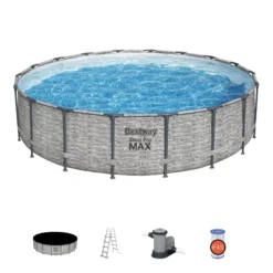 Bestway Steel Pro MAX™ Realistic Stone Print Polyvinyl Chloride (PVC) & Steel Pool (W) 5.49m X (L) 5.49m -Gardens and Outdoor bestway steel pro max realistic stone print polyvinyl chloride pvc steel pool w 5 49m x l 5 49m6941607310502 10c