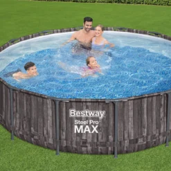 Bestway Steel Pro MAX™ Wood Effect Polyvinyl Chloride (PVC) & Steel Pool (W) 4.27m X (L) 4.27m -Gardens and Outdoor bestway steel pro max wood effect polyvinyl chloride pvc steel pool w 4 27m x l 4 27m6942138983968 01i