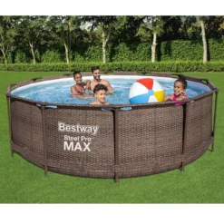 Bestway Steel Pro Rattan Print Metal & Plastic Pool -Gardens and Outdoor bestway steel pro rattan print metal plastic pool6942138986228 01i bq