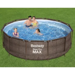 Bestway Steel Pro Rattan Print Metal & Plastic Pool -Gardens and Outdoor bestway steel pro rattan print metal plastic pool6942138986228 02i bq