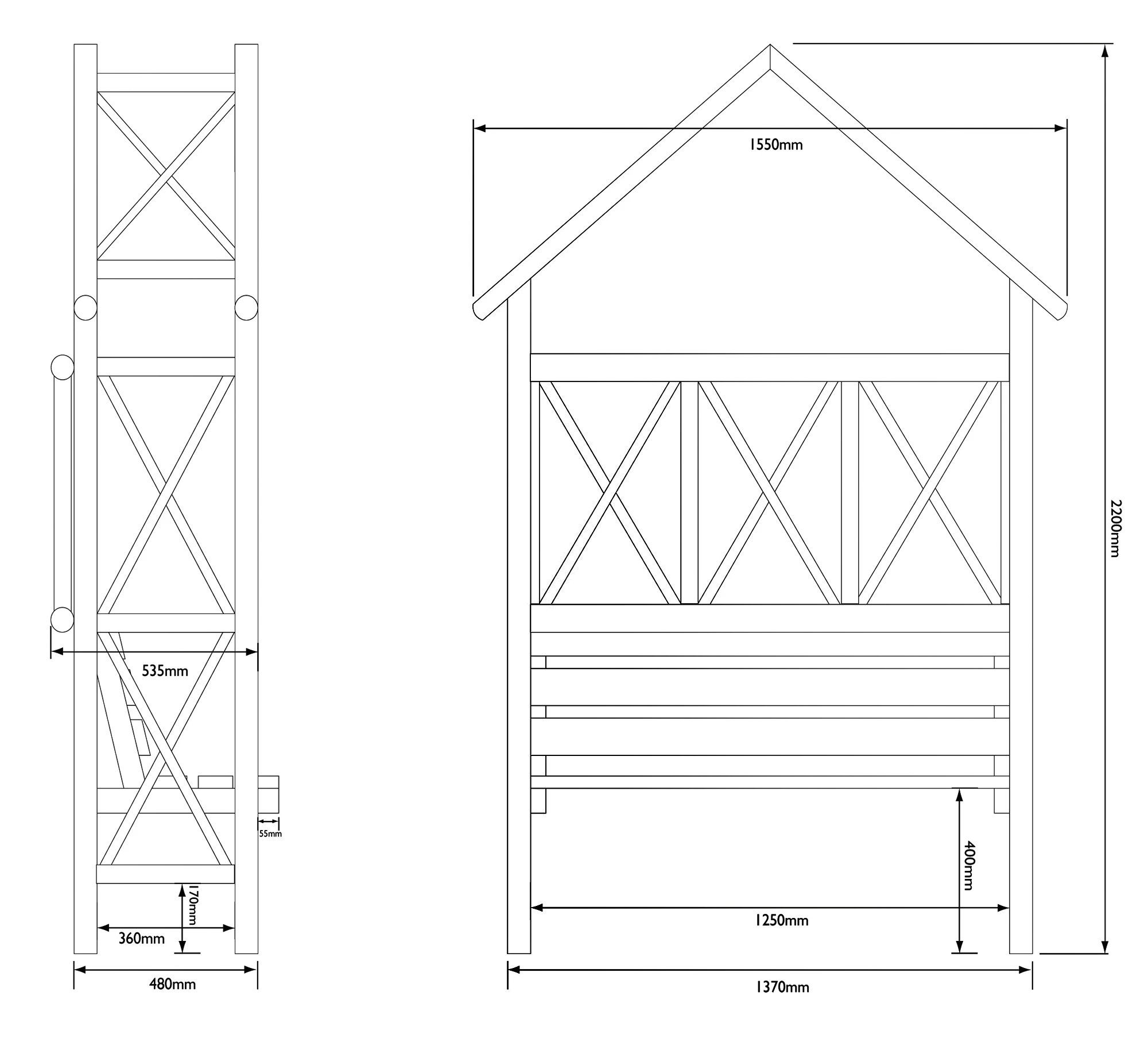 Blooma Cottage Apex Arbour, (H)2200mm (W)1370mm (D)560mm - Assembly Required 5 Blooma Cottage Apex Arbour, (H)2200mm (W)1370mm (D)560mm - Assembly Required - Image 3