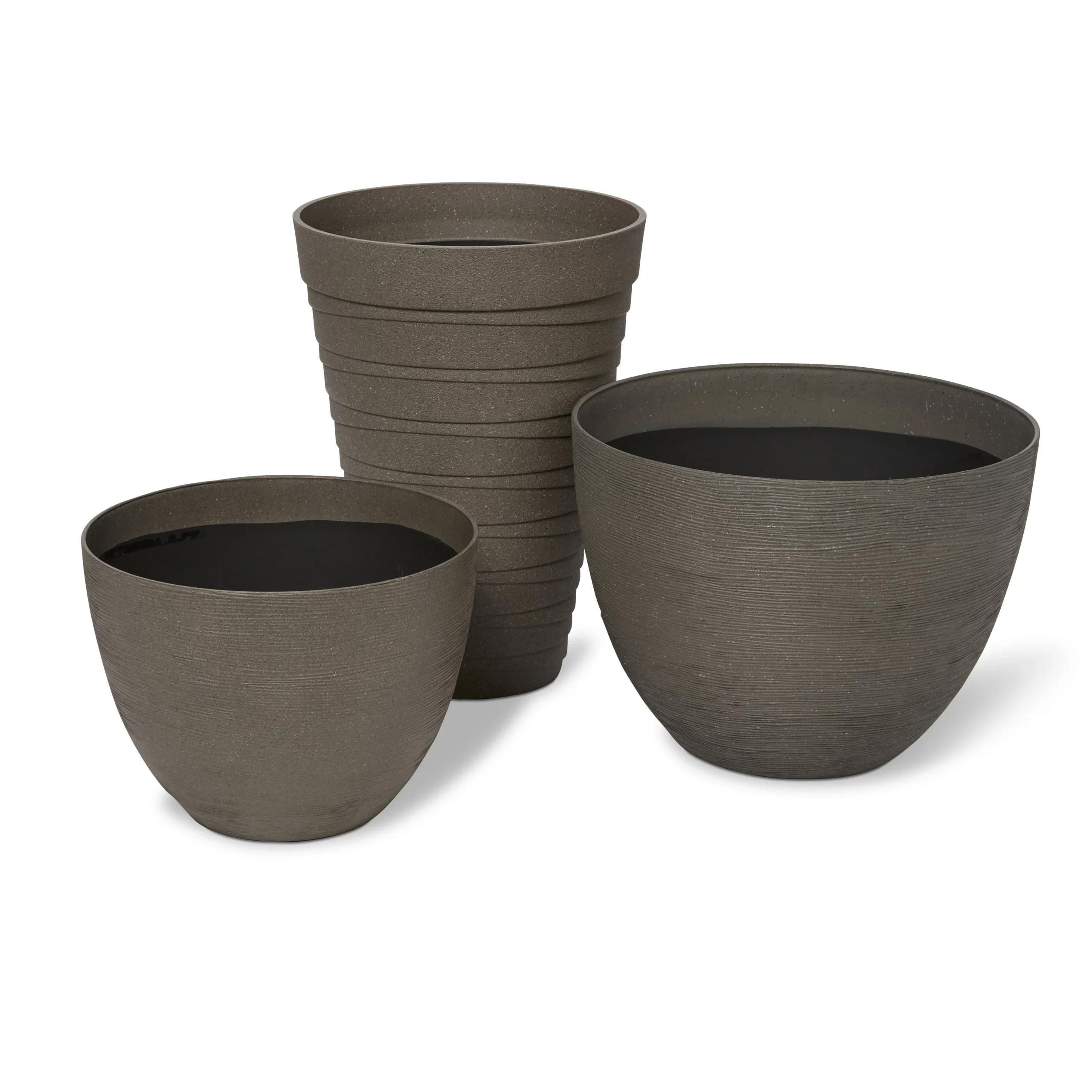 Blooma Momoka Grey Stone Effect Plastic Circular Plant Pot (Dia)50cm 3 Blooma Momoka Grey Stone Effect Plastic Circular Plant Pot (Dia)50cm