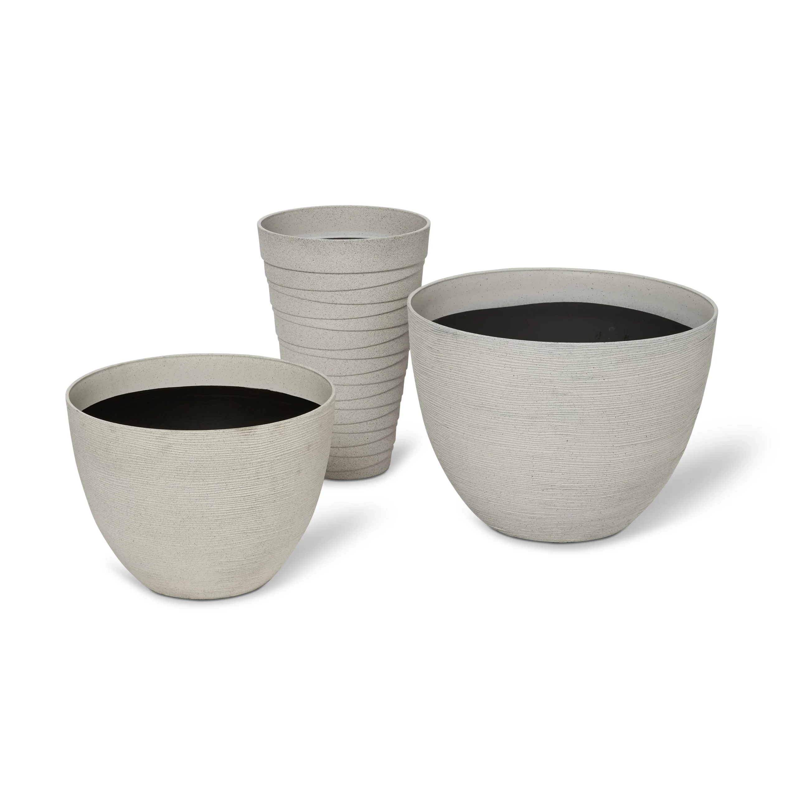 Blooma Momoka Taupe Stone Effect Plastic Circular Plant Pot (Dia)40cm 4 Blooma Momoka Taupe Stone Effect Plastic Circular Plant Pot (Dia)40cm - Image 2