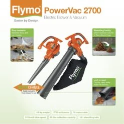 Flymo PowerVac 2700 Corded 2700W 100-230V Blower & Vacuum -Gardens and Outdoor flymo powervac 2700 corded 2700w 100 230v blower vacuum7392930664807 01t bq