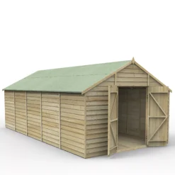 Forest Garden 10x20 Apex Pressure Treated Overlap Wooden Shed With Floor (Base Included)