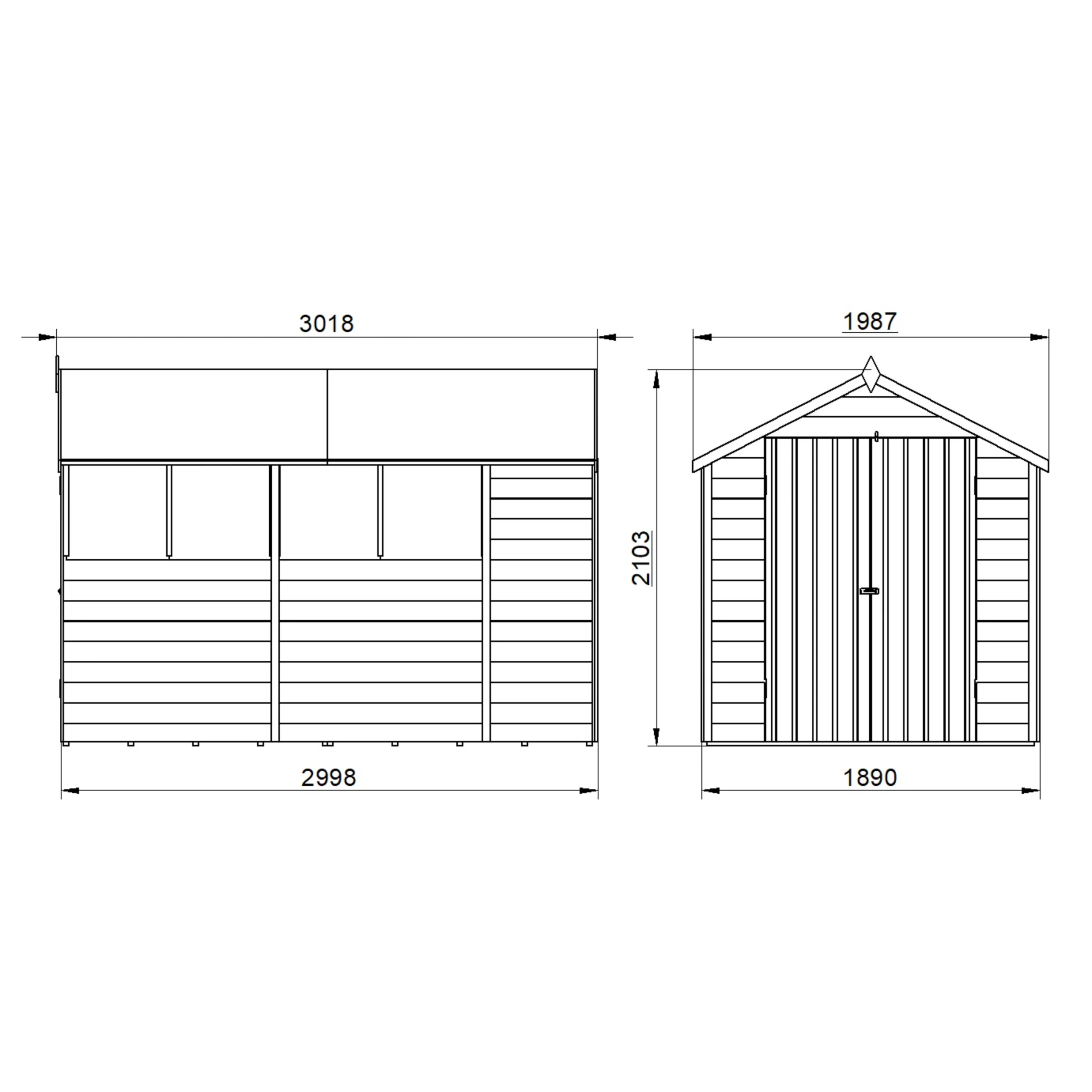 Forest Garden 10x6 Ft Apex Overlap Wooden 2 Door 4 Windows Shed With Floor - Assembly Service Included 9 Forest Garden 10x6 Ft Apex Overlap Wooden 2 Door 4 Windows Shed With Floor - Assembly Service Included - Image 7