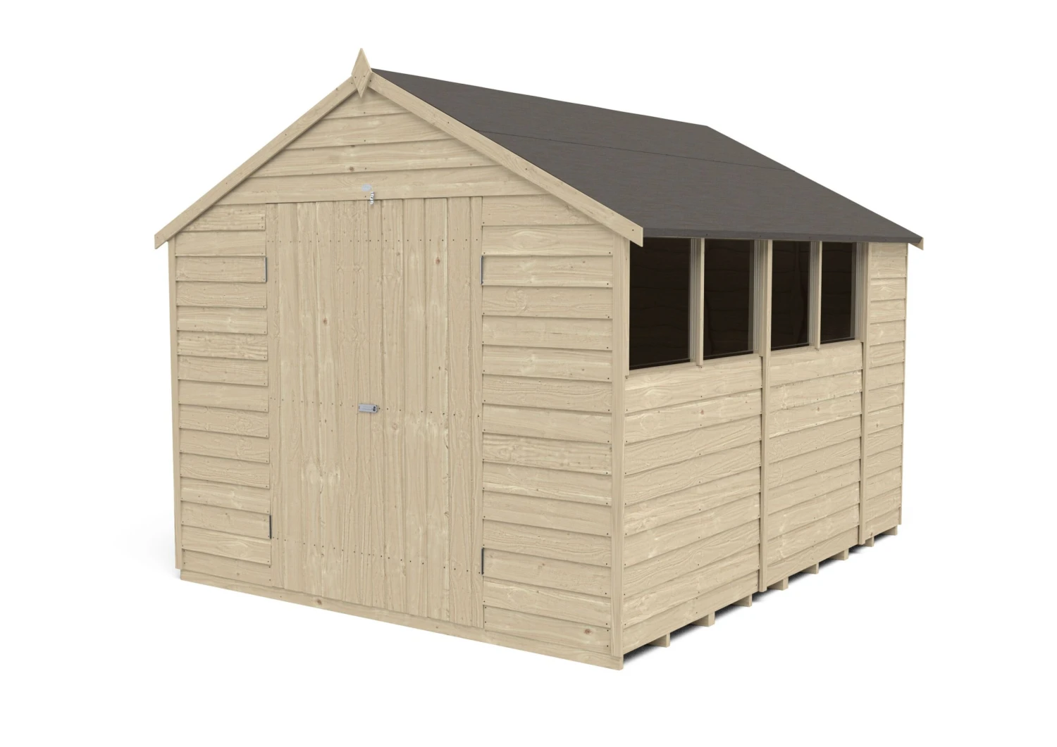 Forest Garden 10x8 Apex Pressure Treated Overlap Wooden Shed With Floor - Assembly Service Included 4 Forest Garden 10x8 Apex Pressure Treated Overlap Wooden Shed With Floor - Assembly Service Included - Image 2