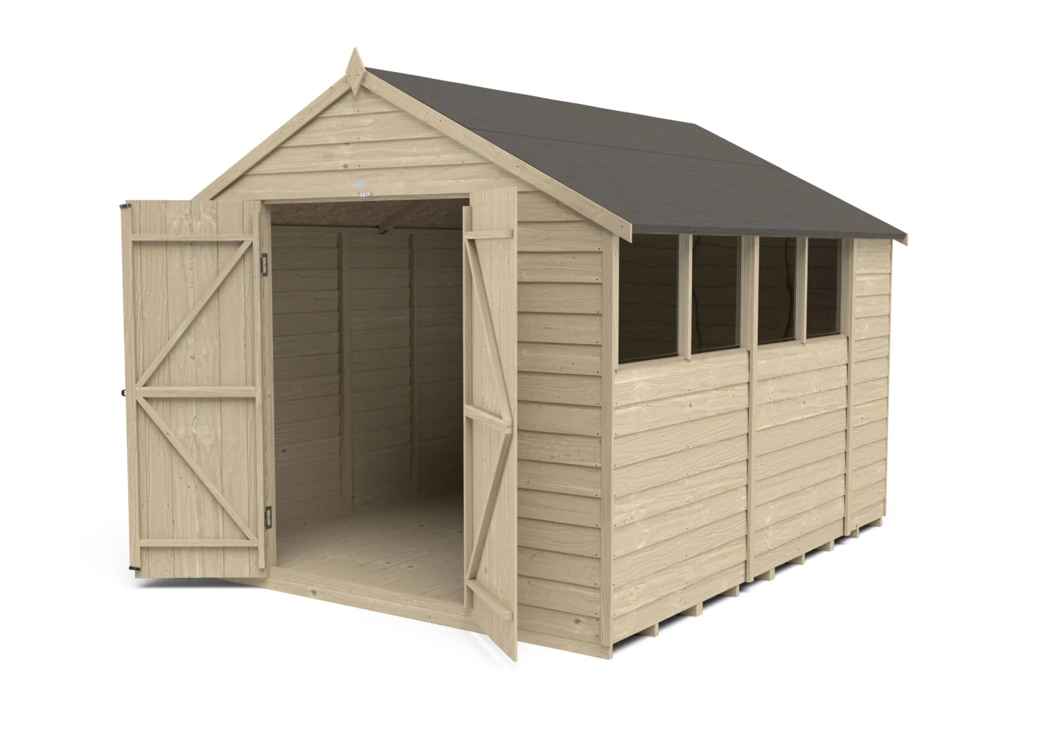 Forest Garden 10x8 Apex Pressure Treated Overlap Wooden Shed With Floor - Assembly Service Included 8 Forest Garden 10x8 Apex Pressure Treated Overlap Wooden Shed With Floor - Assembly Service Included - Image 6