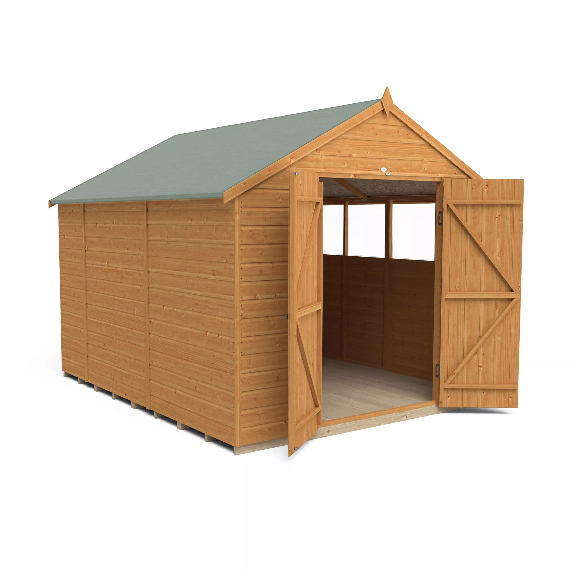 Forest Garden 10x8 Ft Apex Shiplap Wooden 2 Door 4 Windows Shed With Floor 5 Forest Garden 10x8 Ft Apex Shiplap Wooden 2 Door 4 Windows Shed With Floor - Image 3
