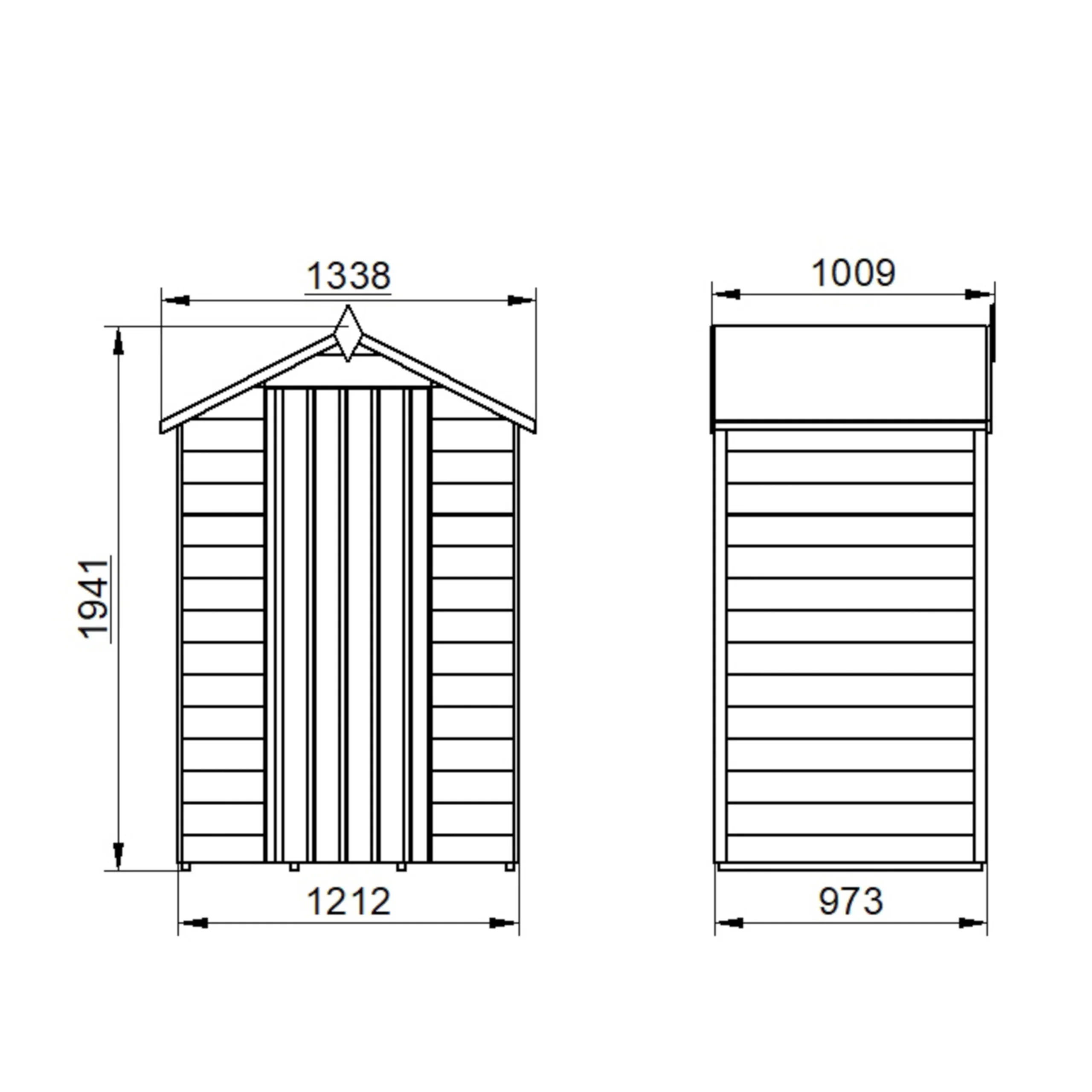 Forest Garden 4x3 Apex Dip Treated Overlap Wooden Shed With Floor (Base Included) - Assembly Service Included 9 Forest Garden 4x3 Apex Dip Treated Overlap Wooden Shed With Floor (Base Included) - Assembly Service Included - Image 7