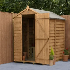 Forest Garden 6x4 Apex Dip Treated Overlap Wooden Shed With Floor - Assembly Service Included