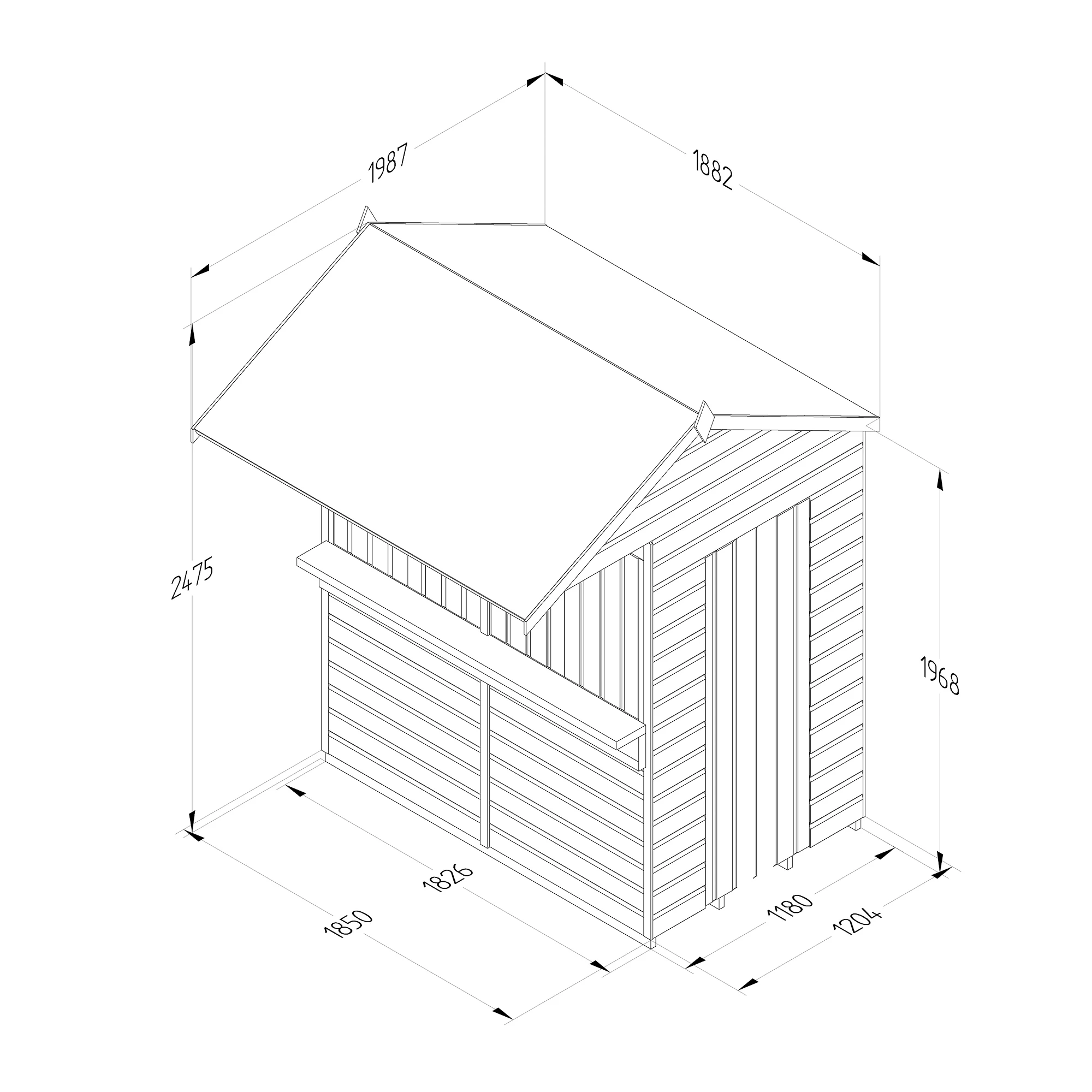 Forest Garden 6x4 Apex Dip Treated Shiplap Wooden Shed With Floor 9 Forest Garden 6x4 Apex Dip Treated Shiplap Wooden Shed With Floor - Image 7