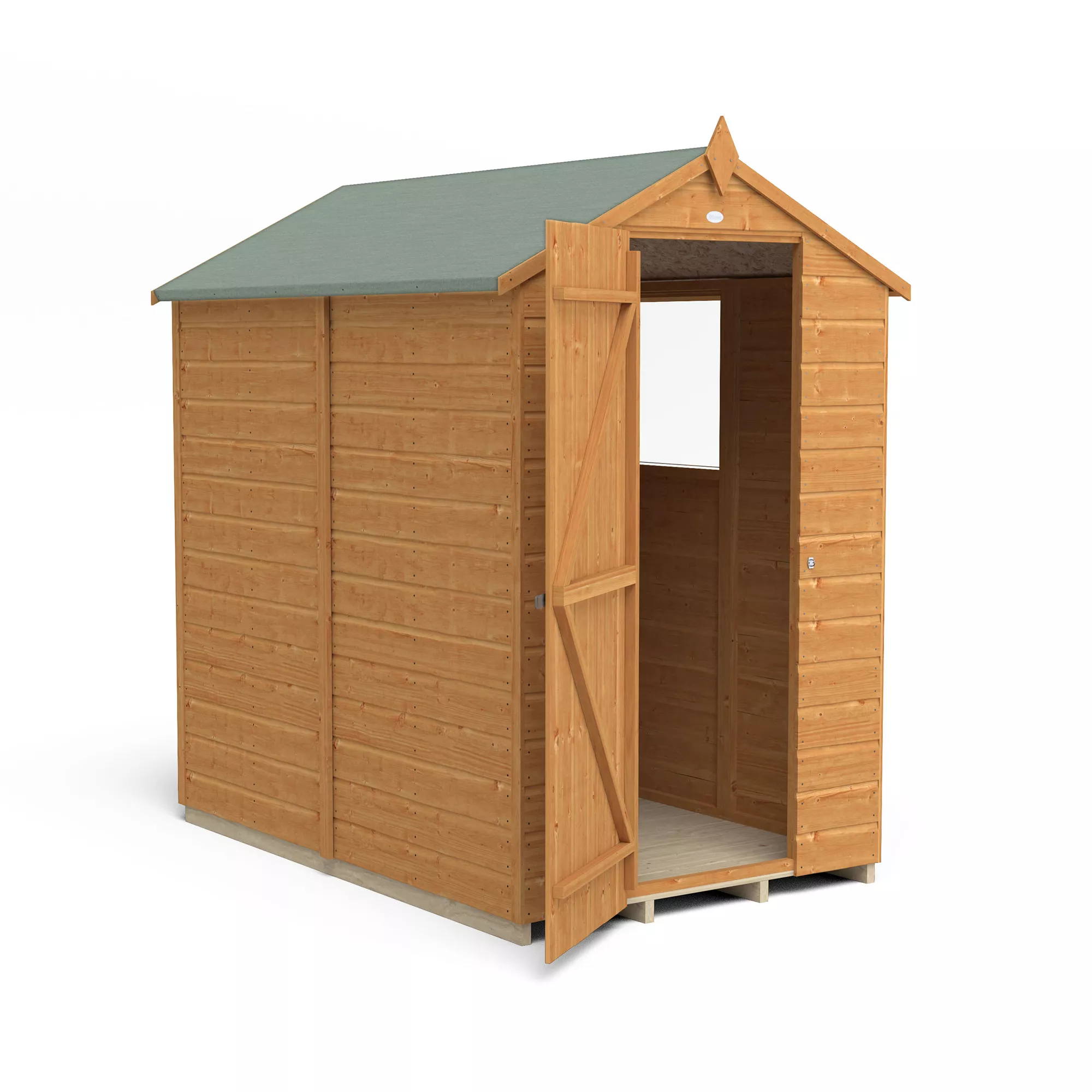 Forest Garden 6x4 Ft Apex Shiplap Wooden Shed With Floor (Base Included) - Assembly Service Included 6 Forest Garden 6x4 Ft Apex Shiplap Wooden Shed With Floor (Base Included) - Assembly Service Included - Image 4