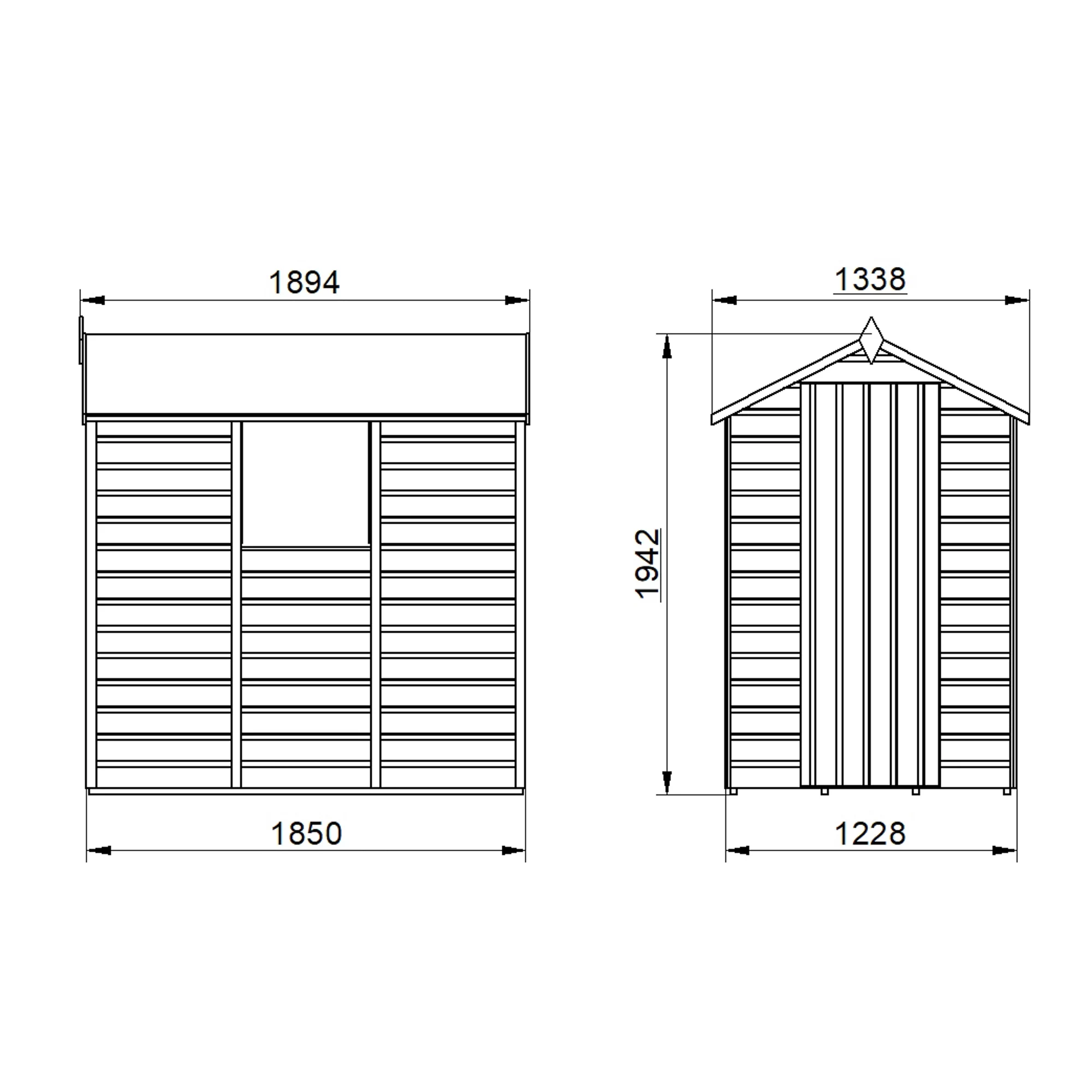 Forest Garden 6x4 Ft Apex Shiplap Wooden Shed With Floor (Base Included) - Assembly Service Included 20 Forest Garden 6x4 Ft Apex Shiplap Wooden Shed With Floor (Base Included) - Assembly Service Included - Image 18