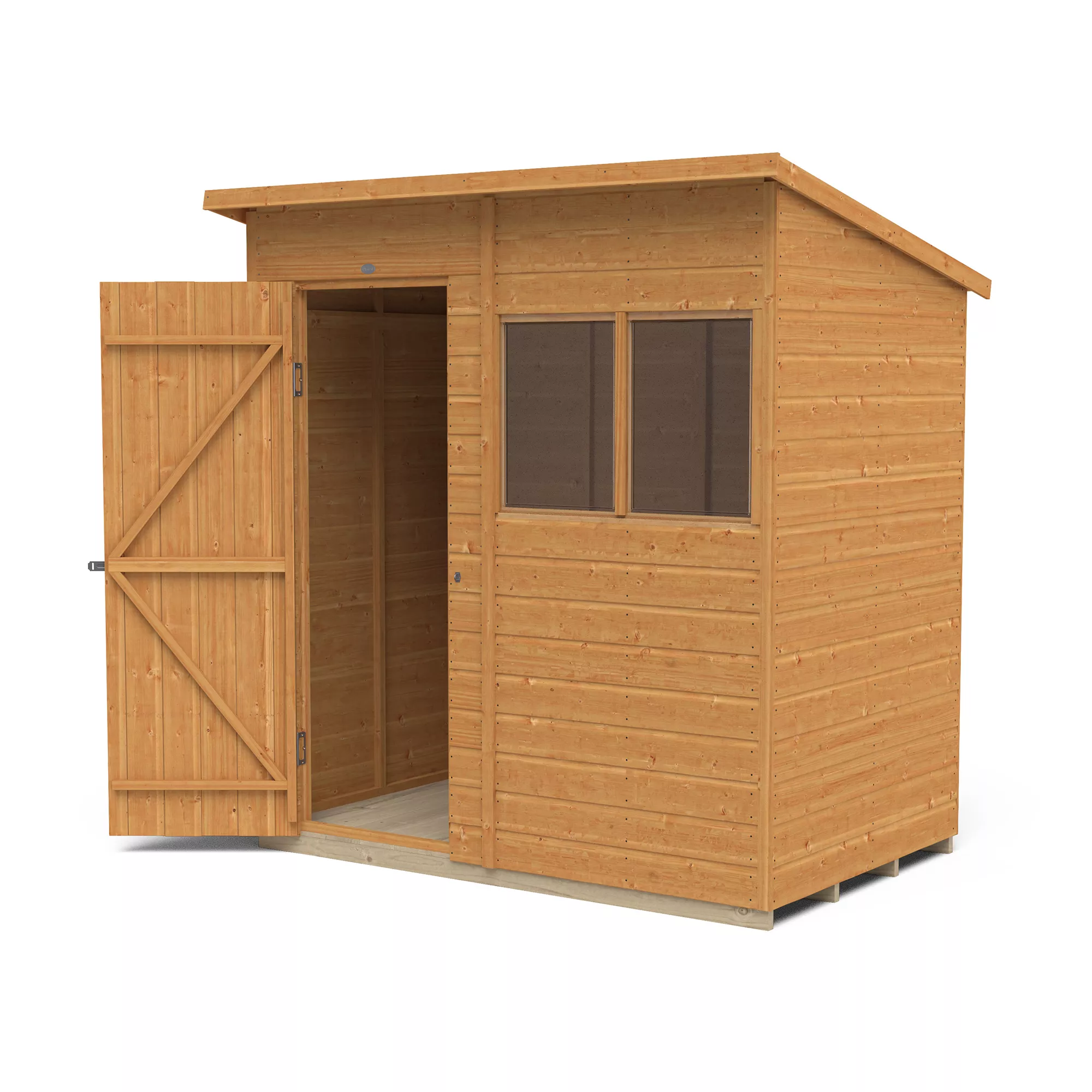 Forest Garden 6x4 Ft Pent Shiplap Wooden 2 Windows Shed With Floor (Base Included) 6 Forest Garden 6x4 Ft Pent Shiplap Wooden 2 Windows Shed With Floor (Base Included) - Image 4