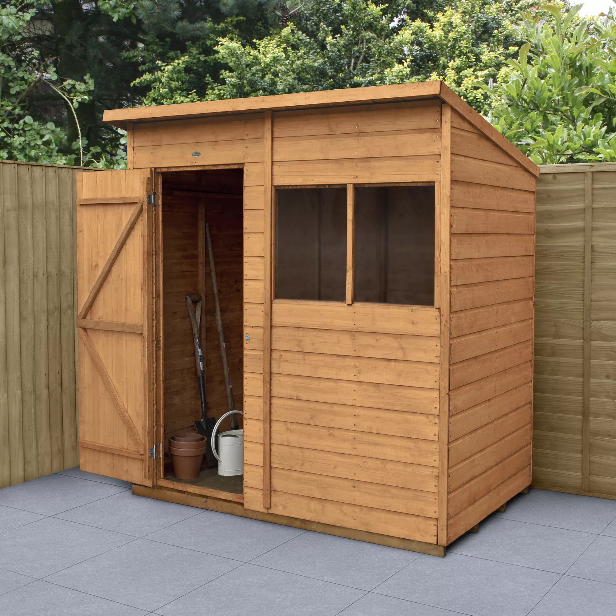 Forest Garden 6x4 Ft Pent Shiplap Wooden 2 Windows Shed With Floor (Base Included) - Assembly Service Included 3 Forest Garden 6x4 Ft Pent Shiplap Wooden 2 Windows Shed With Floor (Base Included) - Assembly Service Included