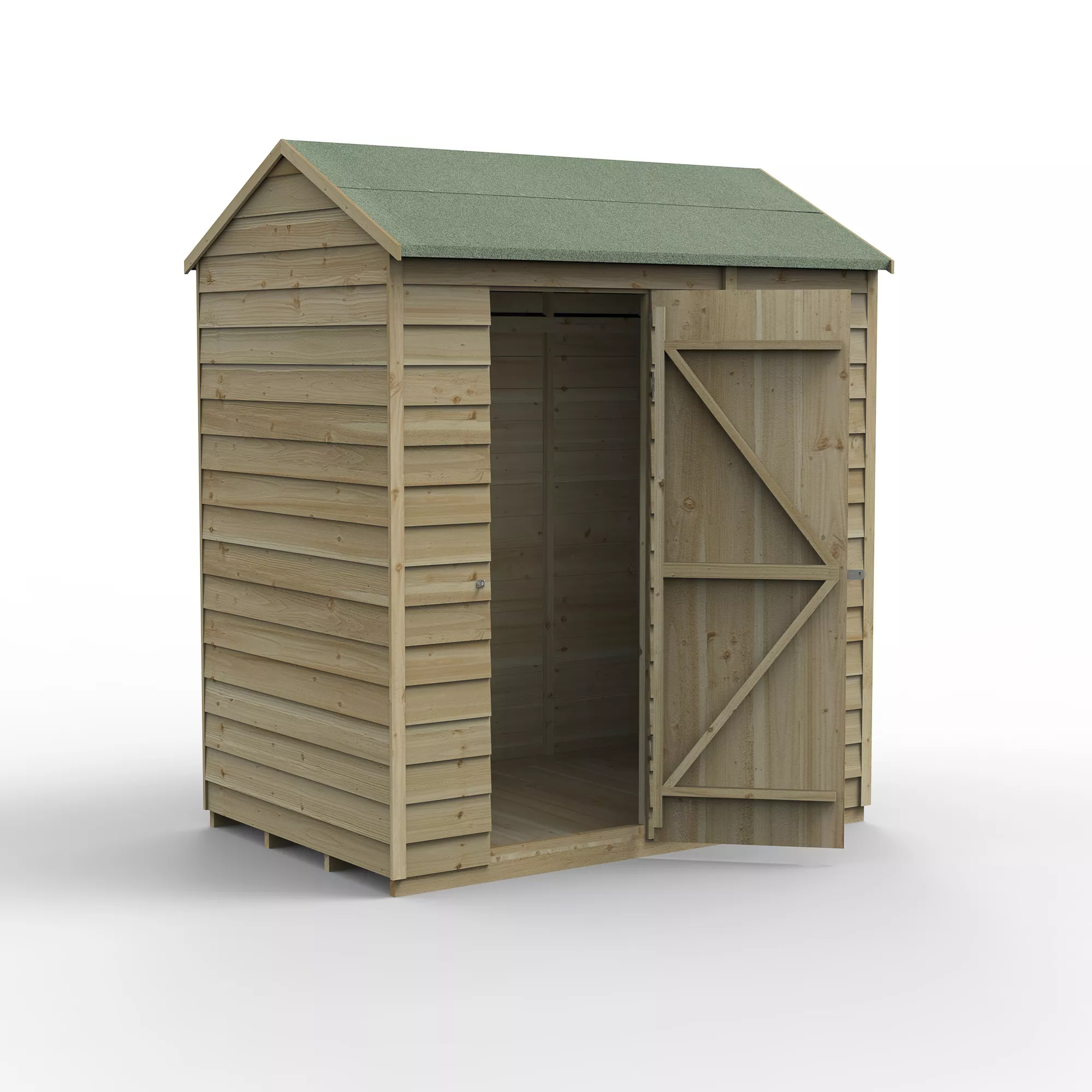 Forest Garden 6x4 Ft Reverse Apex Overlap Wooden Shed With Floor (Base Included) - Assembly Service Included 3 Forest Garden 6x4 Ft Reverse Apex Overlap Wooden Shed With Floor (Base Included) - Assembly Service Included