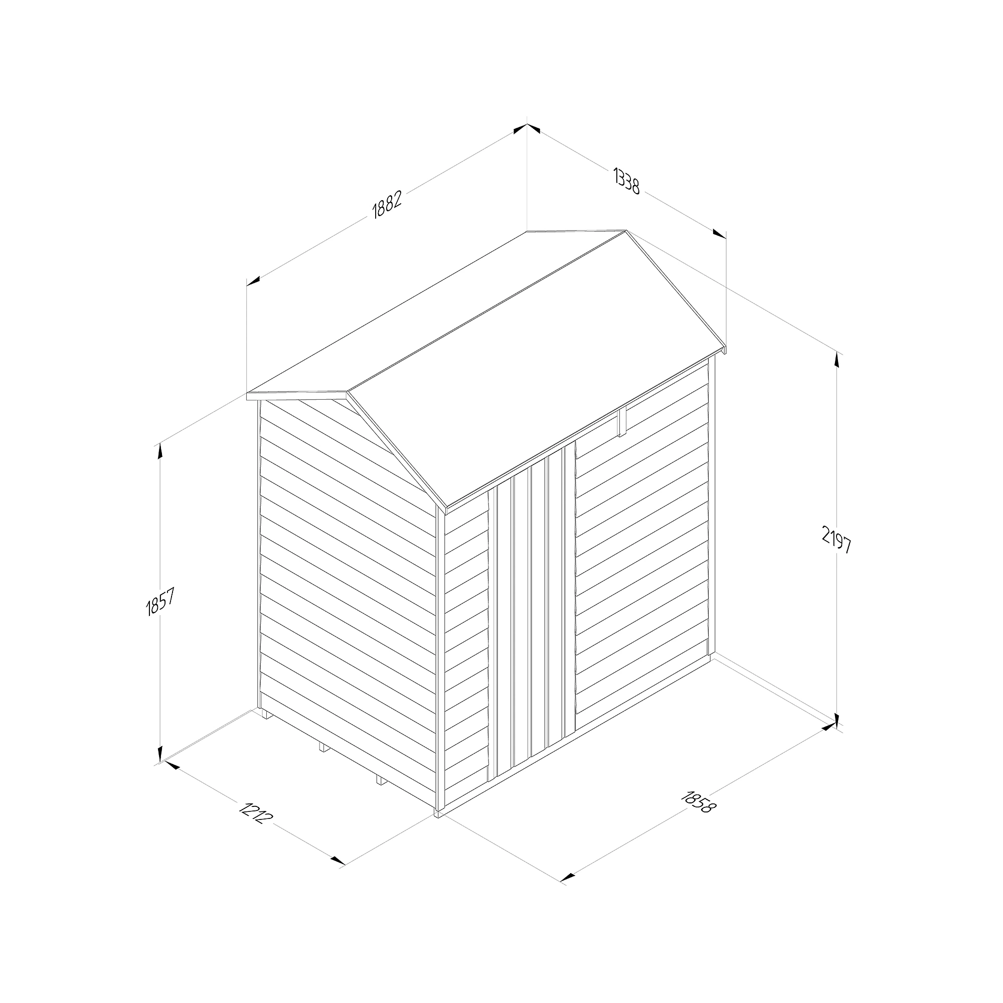 Forest Garden 6x4 Ft Reverse Apex Overlap Wooden Shed With Floor (Base Included) - Assembly Service Included 11 Forest Garden 6x4 Ft Reverse Apex Overlap Wooden Shed With Floor (Base Included) - Assembly Service Included - Image 9