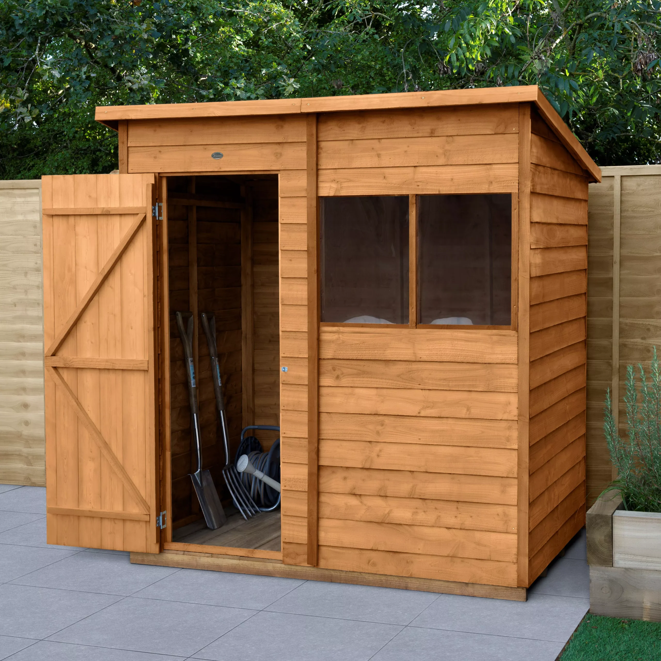 Forest Garden 6x4 Pent Dip Treated Overlap Wooden Shed With Floor - Assembly Service Included 3 Forest Garden 6x4 Pent Dip Treated Overlap Wooden Shed With Floor - Assembly Service Included