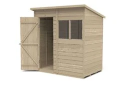 Forest Garden 6x4 Pent Pressure Treated Overlap Wooden Shed With Floor (Base Included) - Assembly Service Included -Gardens and Outdoor forest garden 6x4 pent pressure treated overlap wooden shed with floor base included assembly service included5013053178416 21c bq