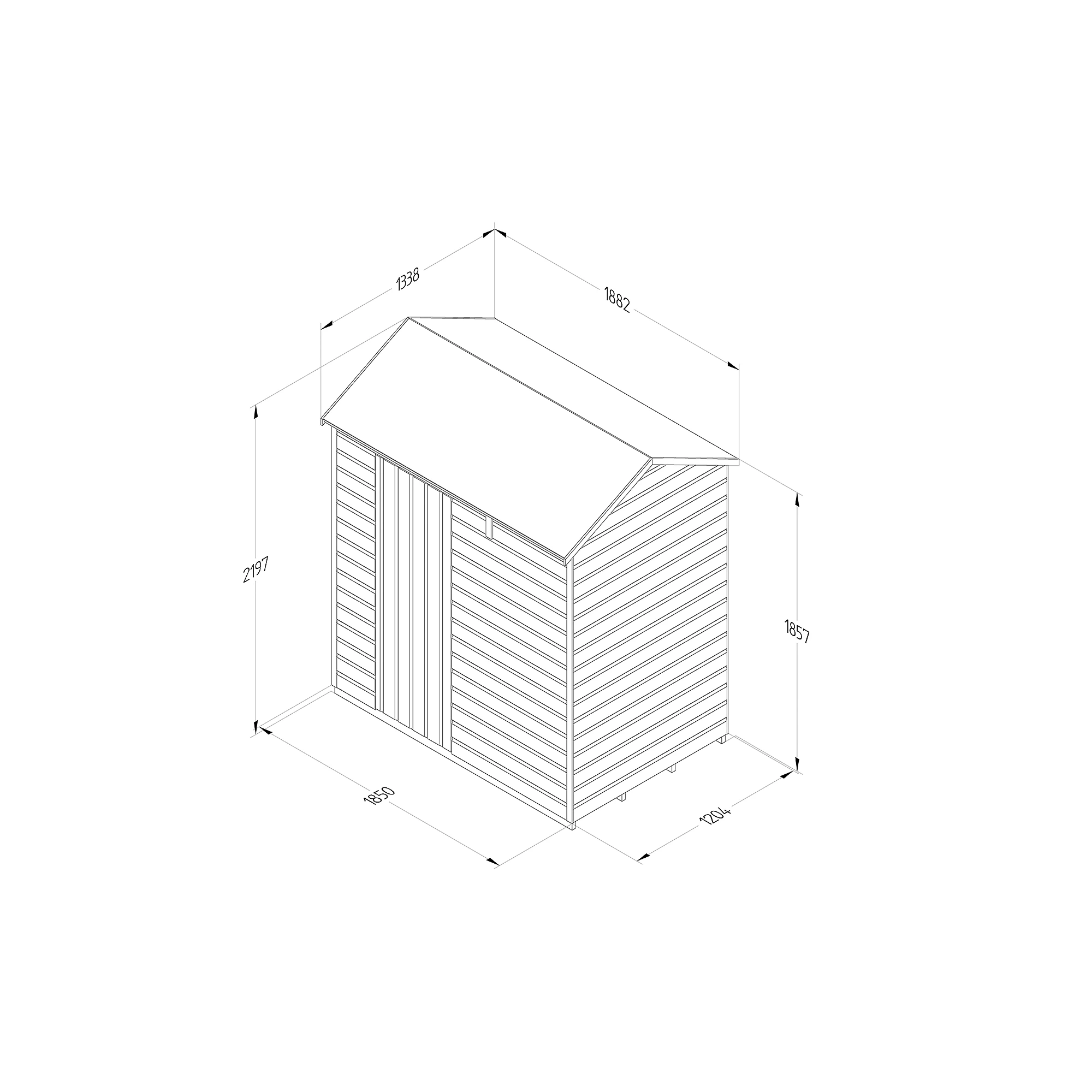 Forest Garden 6x4 Reverse Apex Dip Treated Shiplap Wooden Shed With Floor - Assembly Service Included 7 Forest Garden 6x4 Reverse Apex Dip Treated Shiplap Wooden Shed With Floor - Assembly Service Included - Image 5