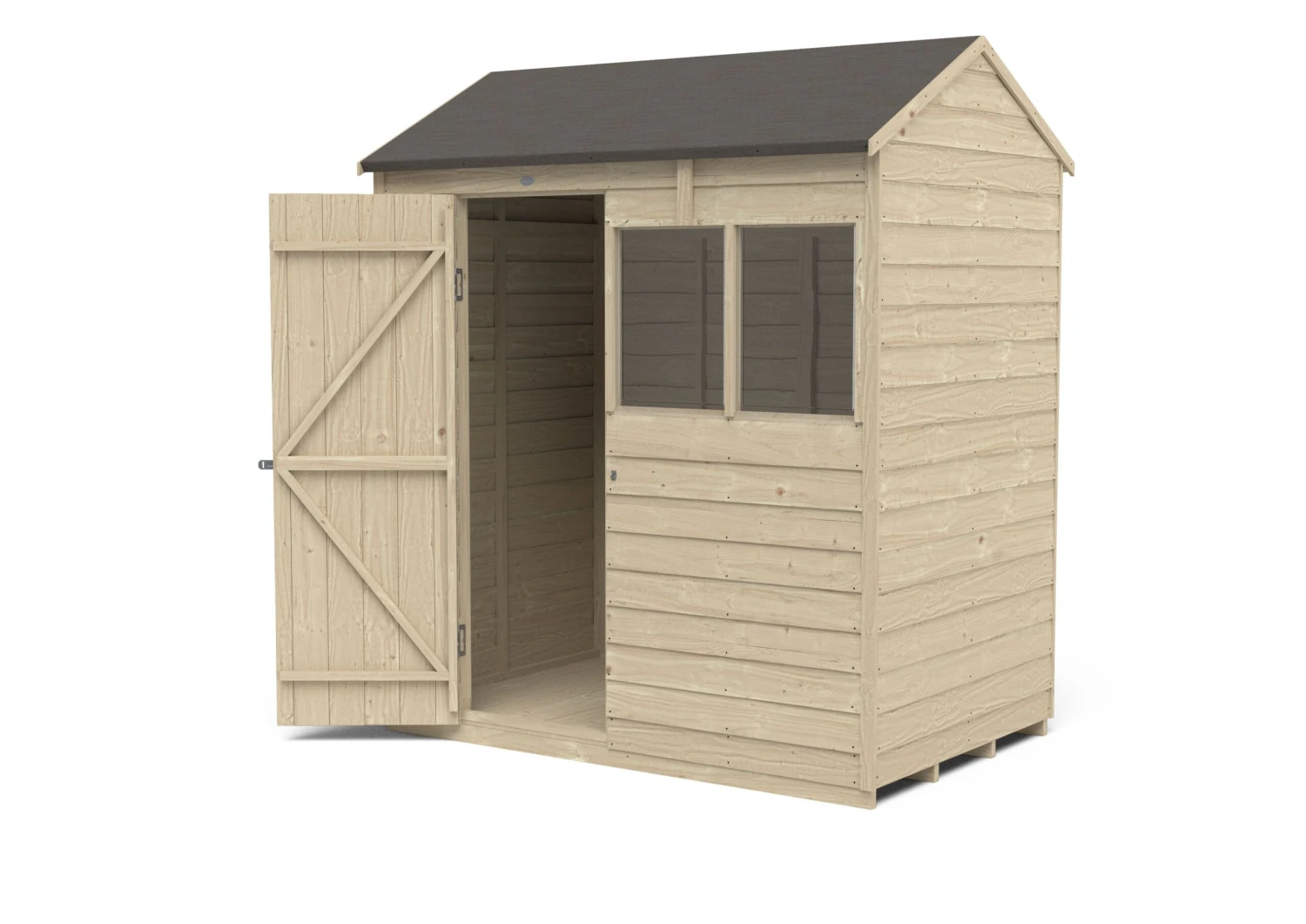 Forest Garden 6x4 Reverse Apex Pressure Treated Overlap Wooden Shed With Floor (Base Included) - Assembly Service Included 6 Forest Garden 6x4 Reverse Apex Pressure Treated Overlap Wooden Shed With Floor (Base Included) - Assembly Service Included - Image 4