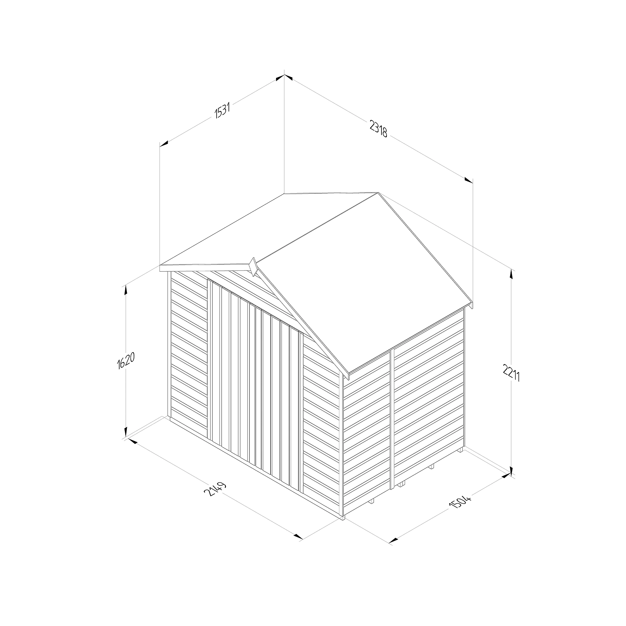 Forest Garden 7x5 Apex Dip Treated Shiplap Wooden Shed With Floor 6 Forest Garden 7x5 Apex Dip Treated Shiplap Wooden Shed With Floor - Image 4