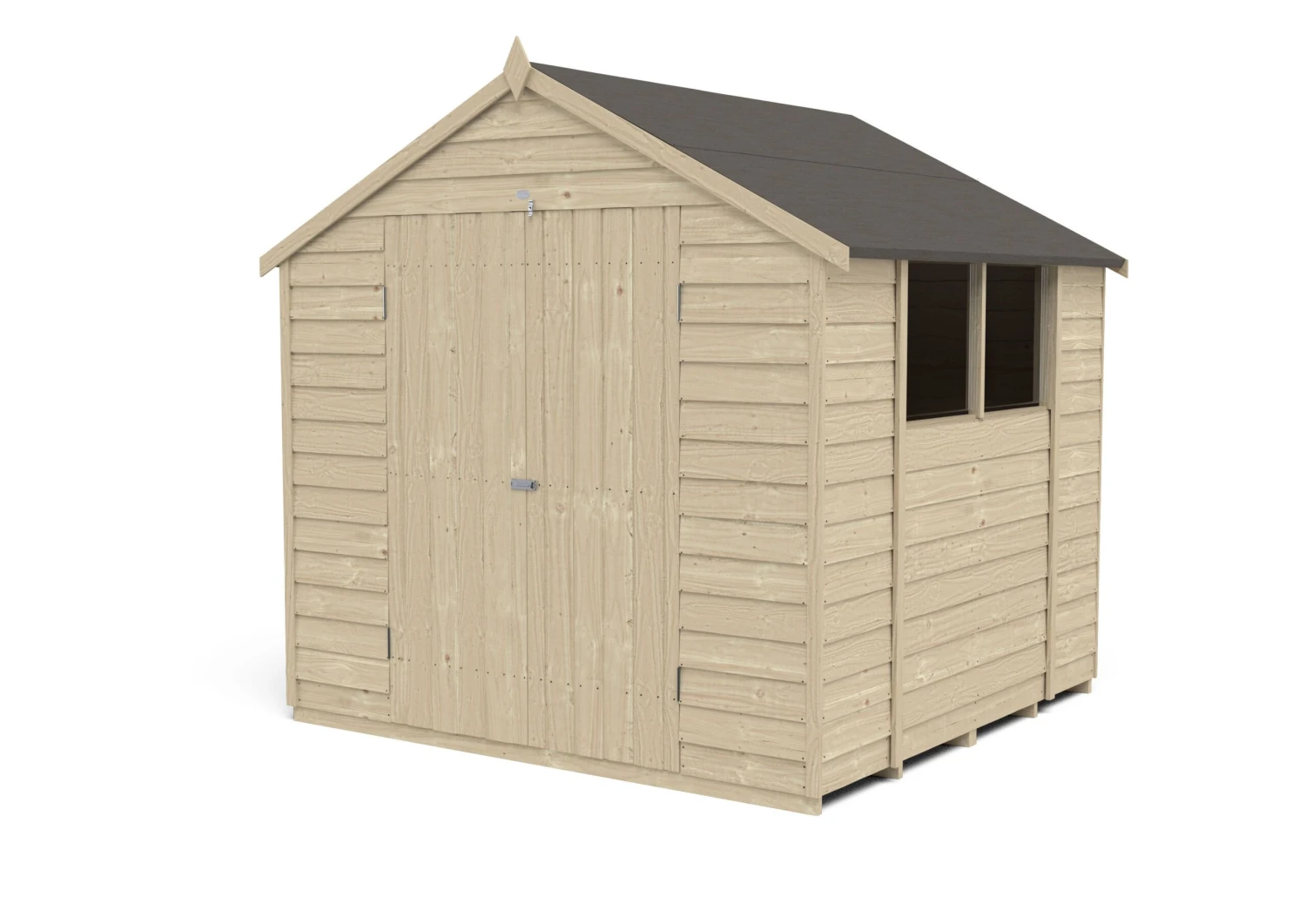 Forest Garden 7x7 Ft Apex Overlap Wooden 2 Door 2 Windows Shed With Floor (Base Included) - Assembly Service Included 4 Forest Garden 7x7 Ft Apex Overlap Wooden 2 Door 2 Windows Shed With Floor (Base Included) - Assembly Service Included - Image 2