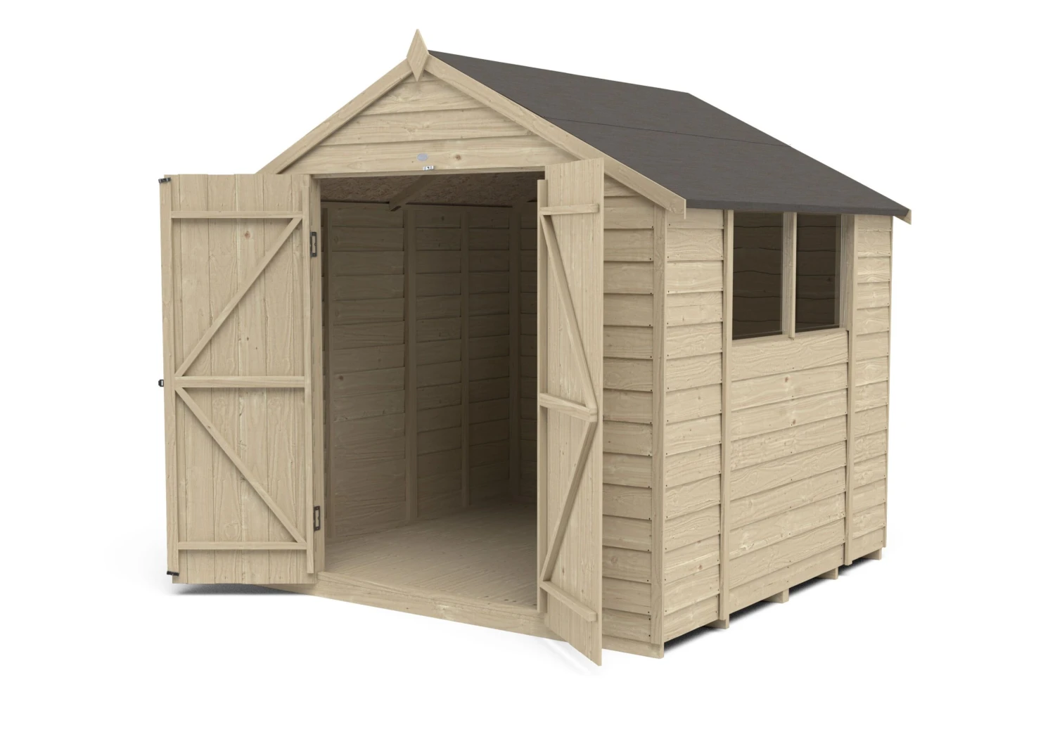 Forest Garden 7x7 Ft Apex Overlap Wooden 2 Door 2 Windows Shed With Floor (Base Included) - Assembly Service Included 6 Forest Garden 7x7 Ft Apex Overlap Wooden 2 Door 2 Windows Shed With Floor (Base Included) - Assembly Service Included - Image 4