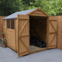 Forest Garden 8x6 Apex Dip Treated Overlap Wooden Shed With Floor - Assembly Service Included
