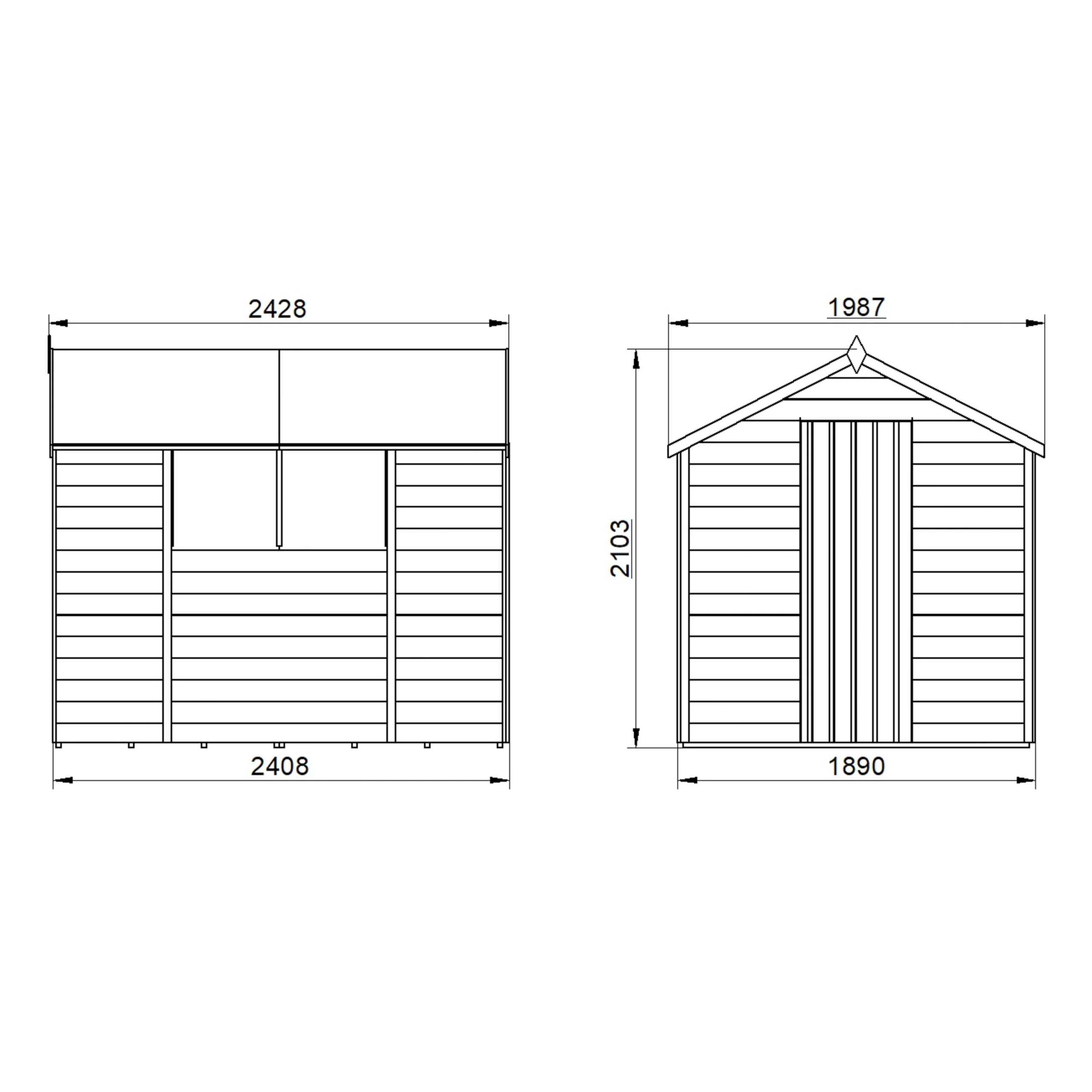 Forest Garden 8x6 Apex Pressure Treated Overlap Wooden Shed With Floor 9 Forest Garden 8x6 Apex Pressure Treated Overlap Wooden Shed With Floor - Image 7
