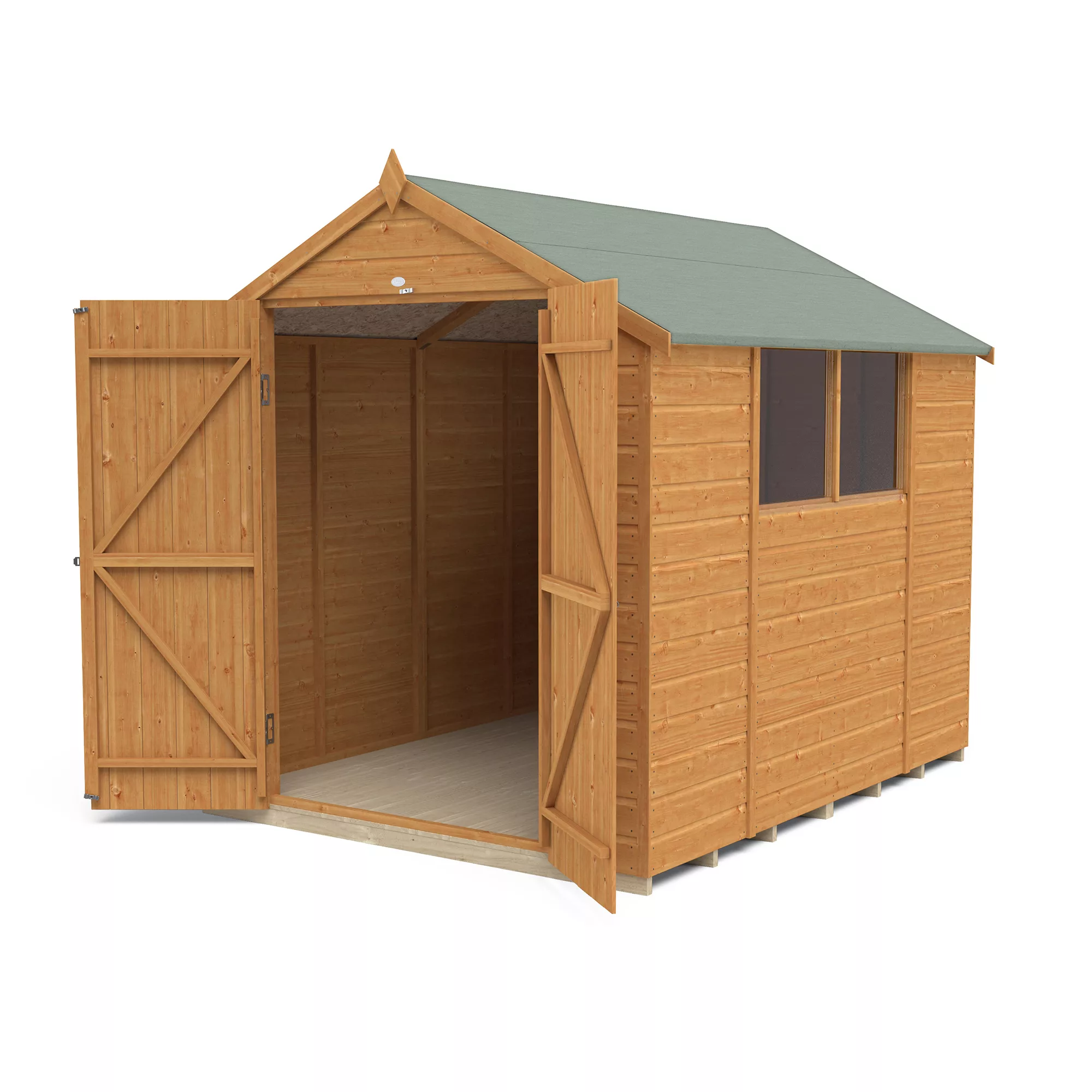 Forest Garden 8x6 Ft Apex Shiplap Wooden 2 Door 2 Windows Shed With Floor 4 Forest Garden 8x6 Ft Apex Shiplap Wooden 2 Door 2 Windows Shed With Floor - Image 2