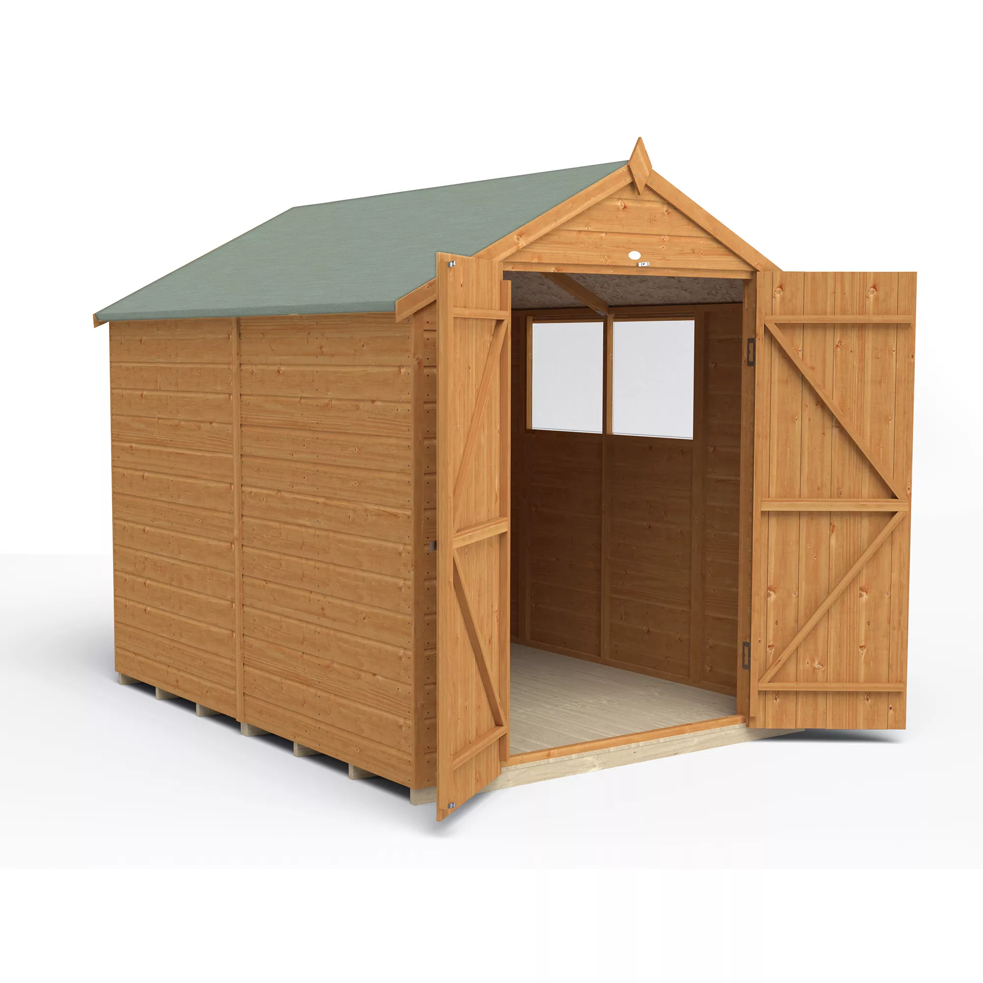 Forest Garden 8x6 Ft Apex Shiplap Wooden 2 Door 2 Windows Shed With Floor 6 Forest Garden 8x6 Ft Apex Shiplap Wooden 2 Door 2 Windows Shed With Floor - Image 4