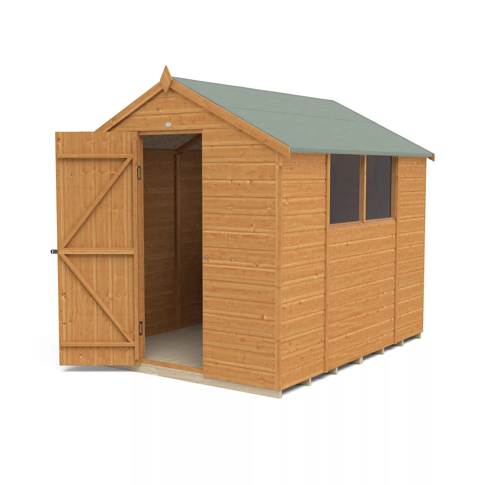 Forest Garden 8x6 Ft Apex Shiplap Wooden 2 Windows Shed With Floor (Base Included) 5 Forest Garden 8x6 Ft Apex Shiplap Wooden 2 Windows Shed With Floor (Base Included) - Image 3