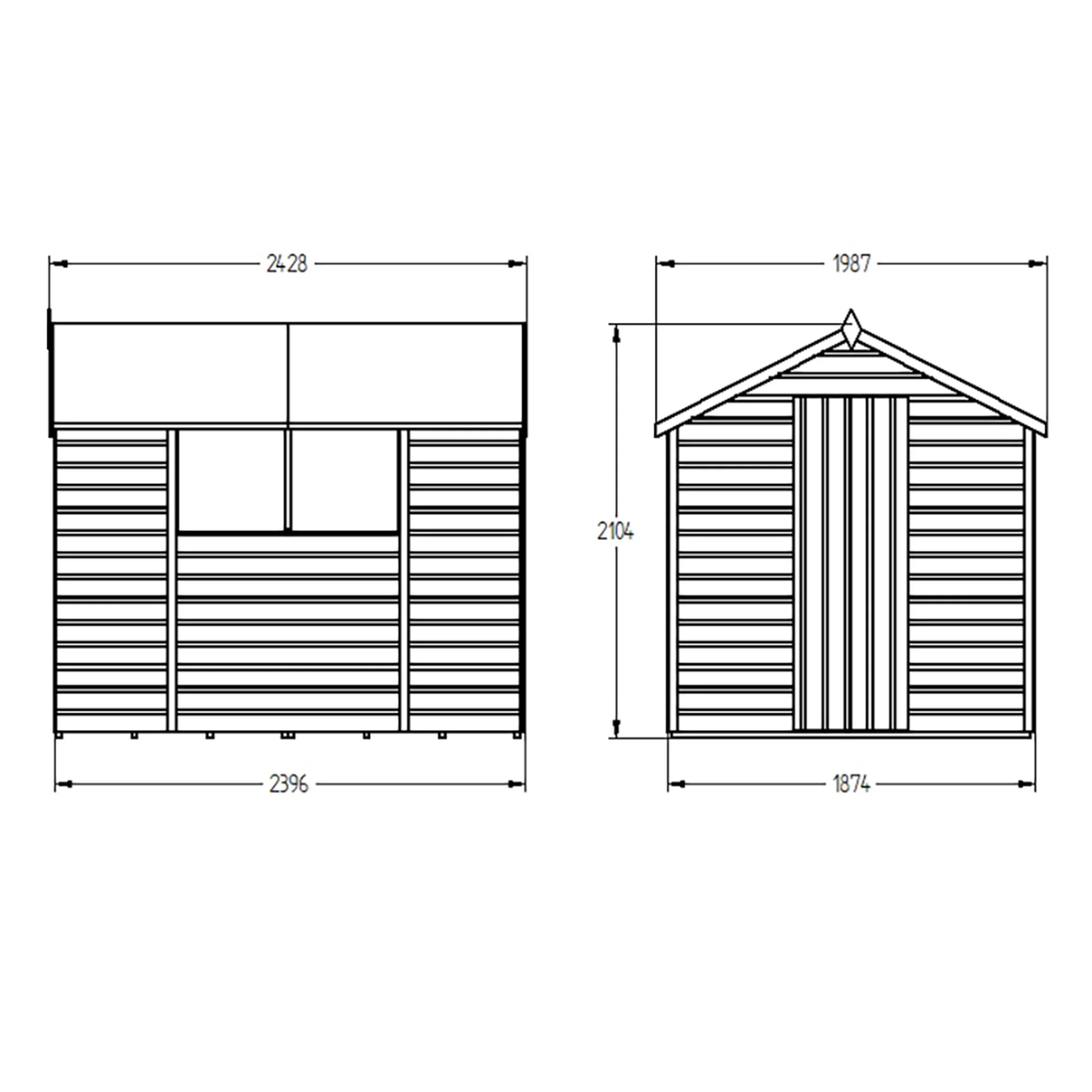 Forest Garden 8x6 Ft Apex Shiplap Wooden 2 Windows Shed With Floor (Base Included) 22 Forest Garden 8x6 Ft Apex Shiplap Wooden 2 Windows Shed With Floor (Base Included) - Image 20
