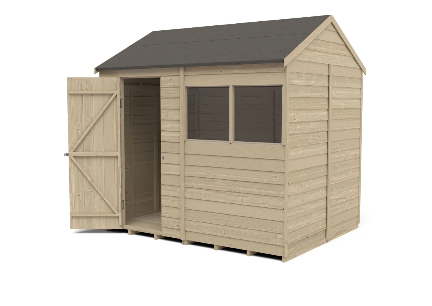 Forest Garden 8x6 Reverse Apex Pressure Treated Overlap Wooden Shed With Floor - Assembly Service Included 6 Forest Garden 8x6 Reverse Apex Pressure Treated Overlap Wooden Shed With Floor - Assembly Service Included - Image 4