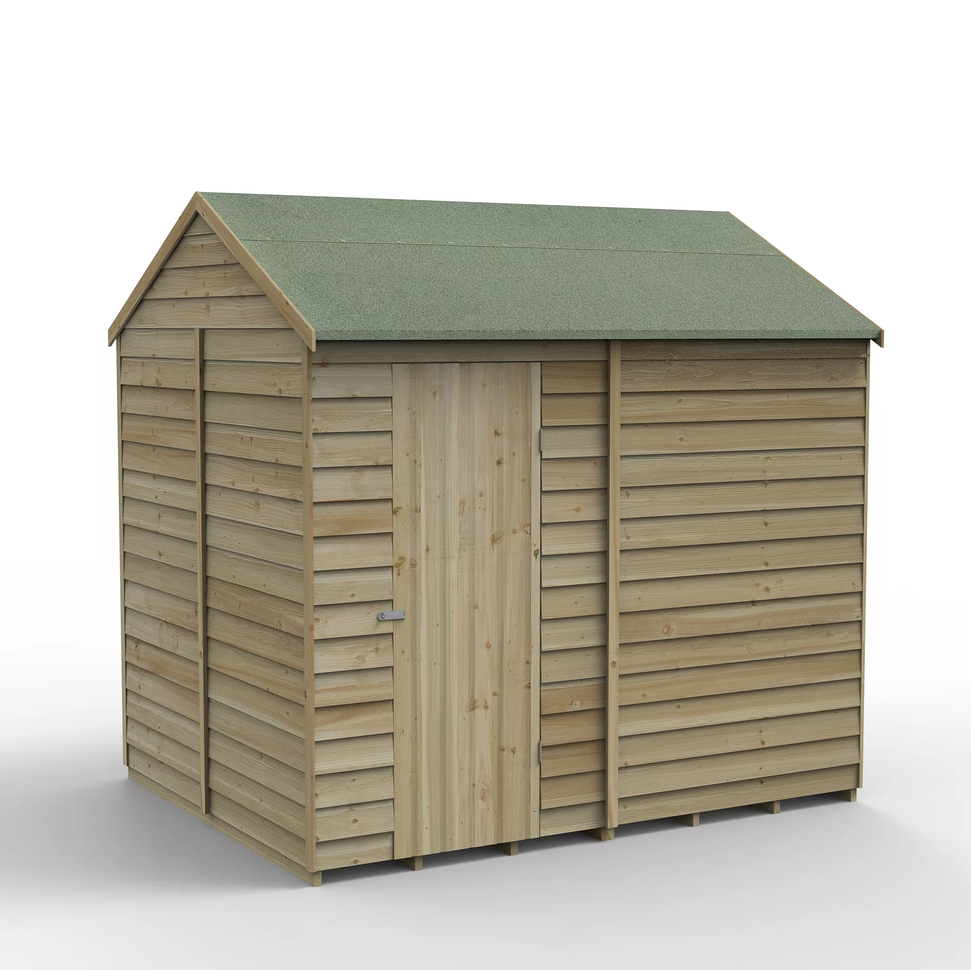 Forest Garden 8x6 Reverse Apex Pressure Treated Overlap Wooden Shed With Floor (Base Included) 4 Forest Garden 8x6 Reverse Apex Pressure Treated Overlap Wooden Shed With Floor (Base Included) - Image 2