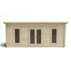 Forest Garden Arley 6x3 Toughened Glass Pent Loglap Solid Wood Cabin With Double Door - Assembly Service Included