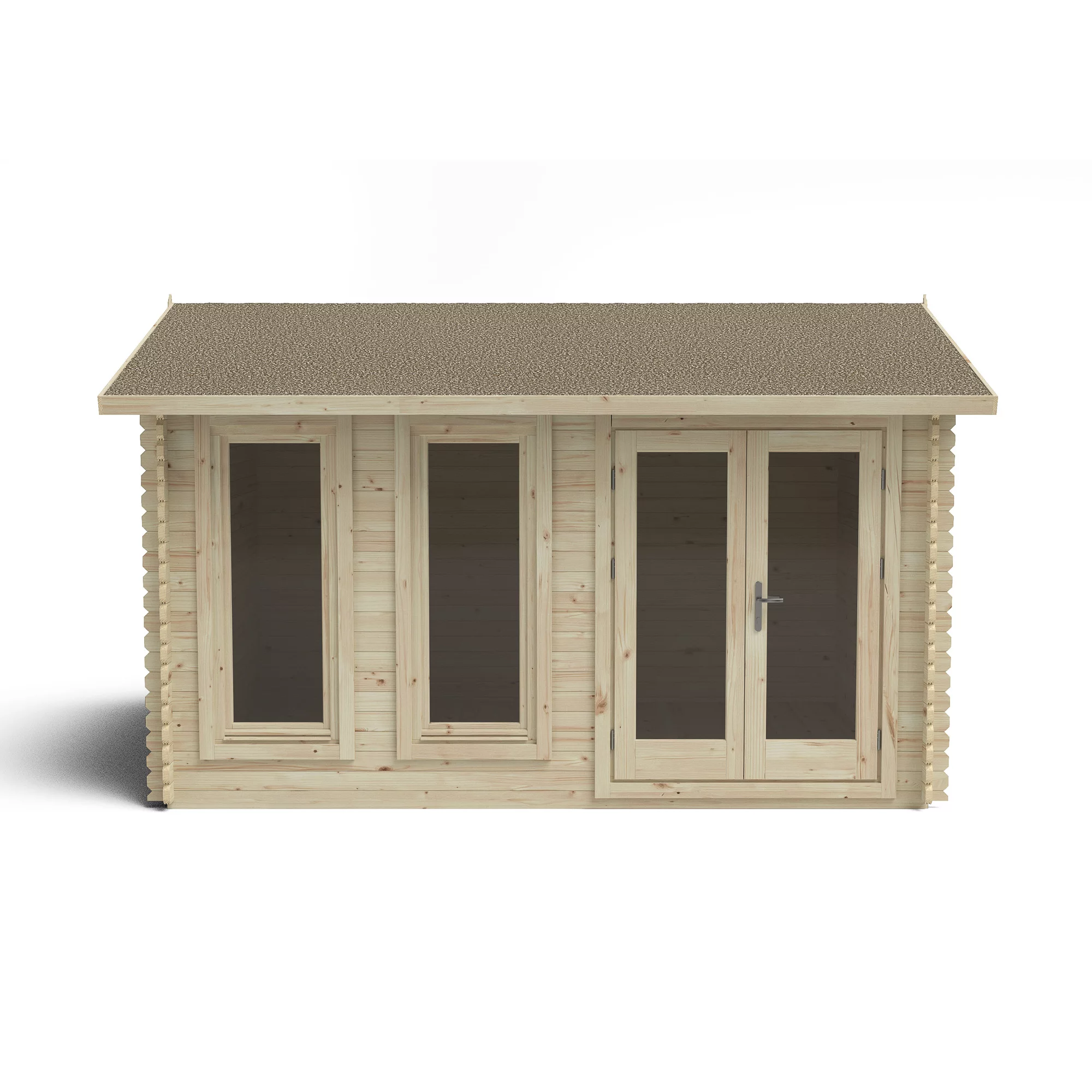 Forest Garden Chiltern 4x3 Toughened Glass Pent Loglap Solid Wood Cabin With Double Door 4 Forest Garden Chiltern 4x3 Toughened Glass Pent Loglap Solid Wood Cabin With Double Door - Image 2
