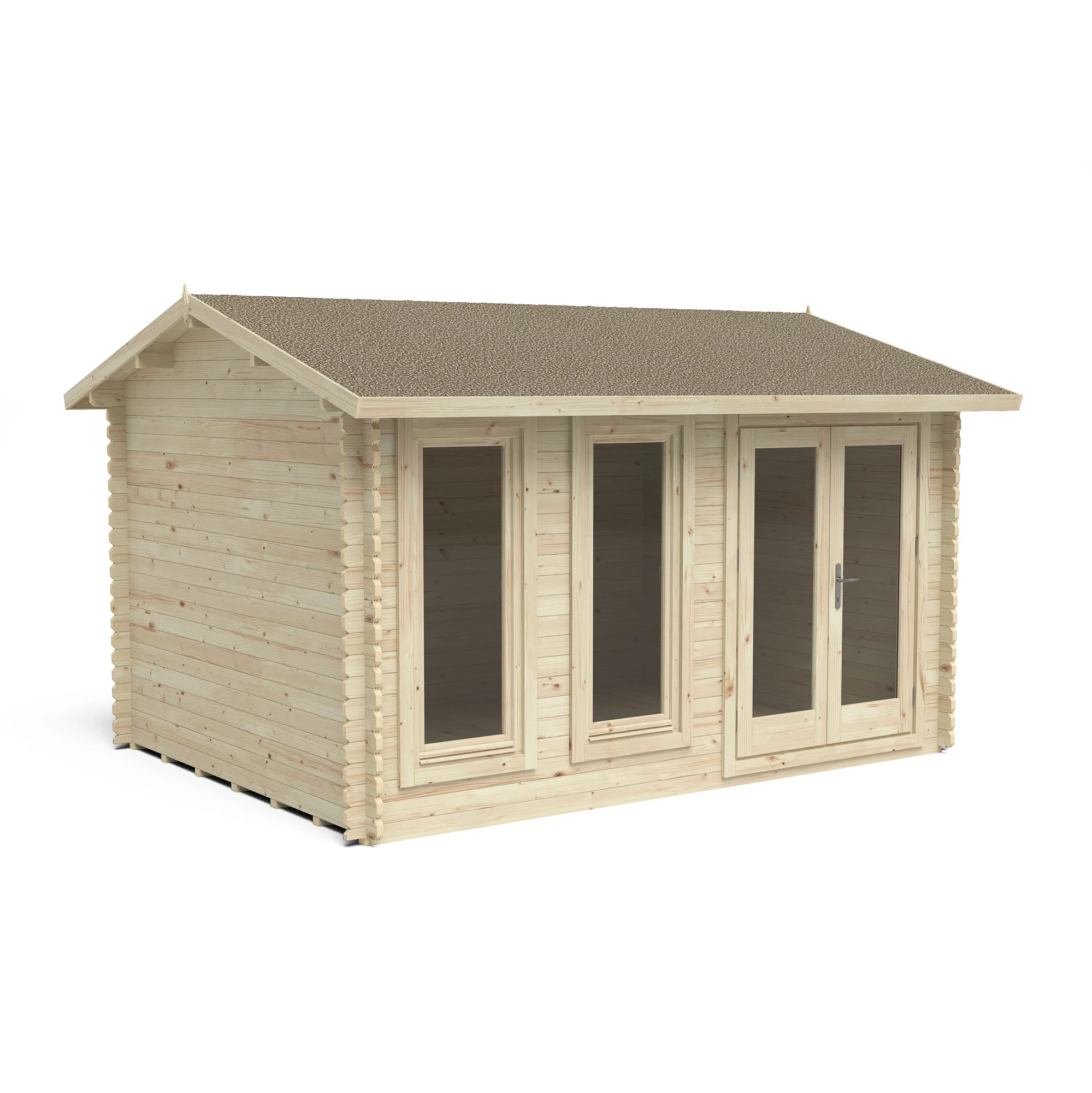 Forest Garden Chiltern 4x3 Toughened Glass Pent Loglap Solid Wood Cabin With Double Door 5 Forest Garden Chiltern 4x3 Toughened Glass Pent Loglap Solid Wood Cabin With Double Door - Image 3