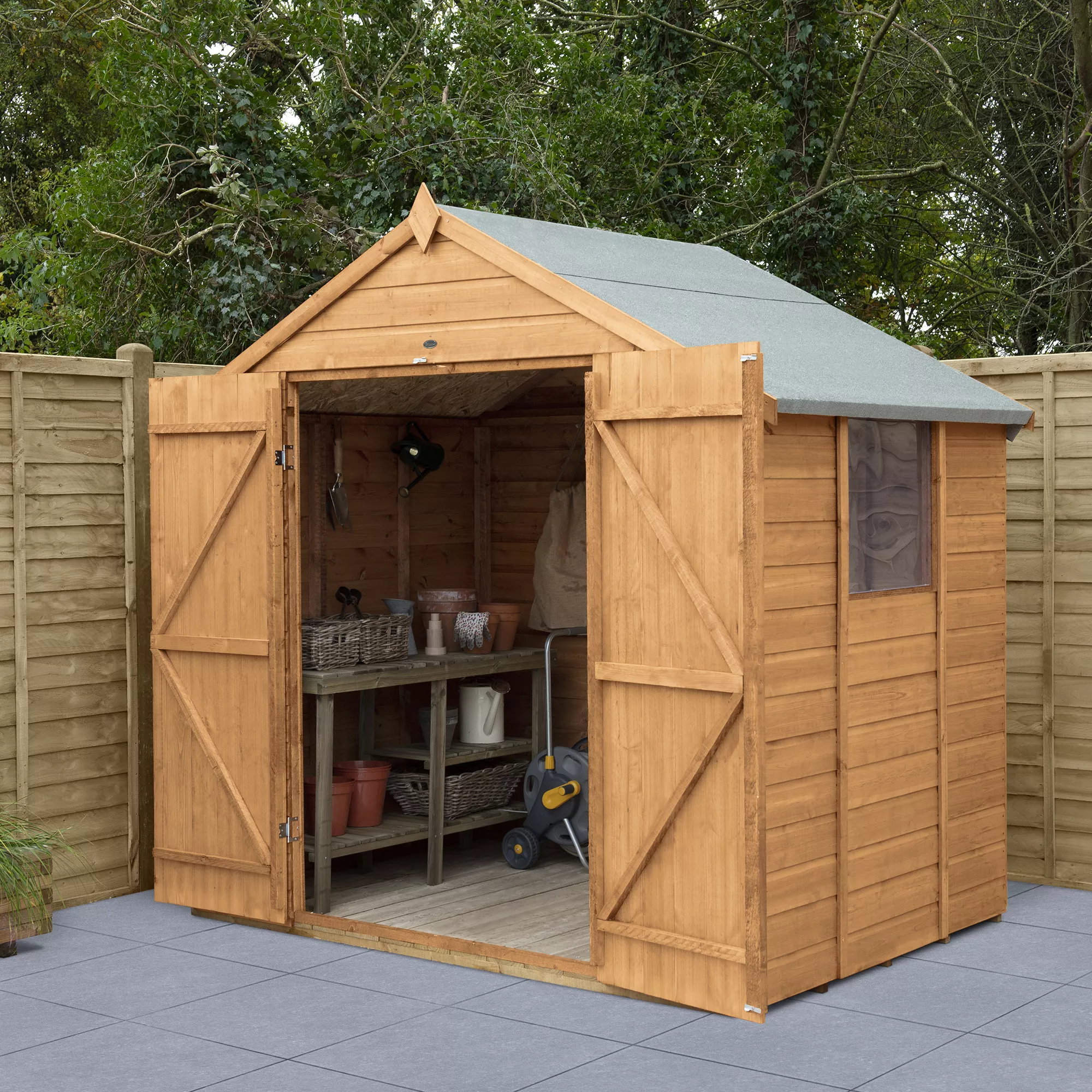 Forest Garden Delamere 7x5 Ft Apex Shiplap Wooden 2 Door Shed With Floor 17 Forest Garden Delamere 7x5 Ft Apex Shiplap Wooden 2 Door Shed With Floor - Image 15