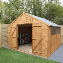 Forest Garden Delamere Range 10x10 Ft Apex Shiplap Wooden 2 Door 4 Windows Shed With Floor -Gardens and Outdoor forest garden delamere range 10x10 ft apex shiplap wooden 2 door 4 windows shed with floor5013053182703 02i