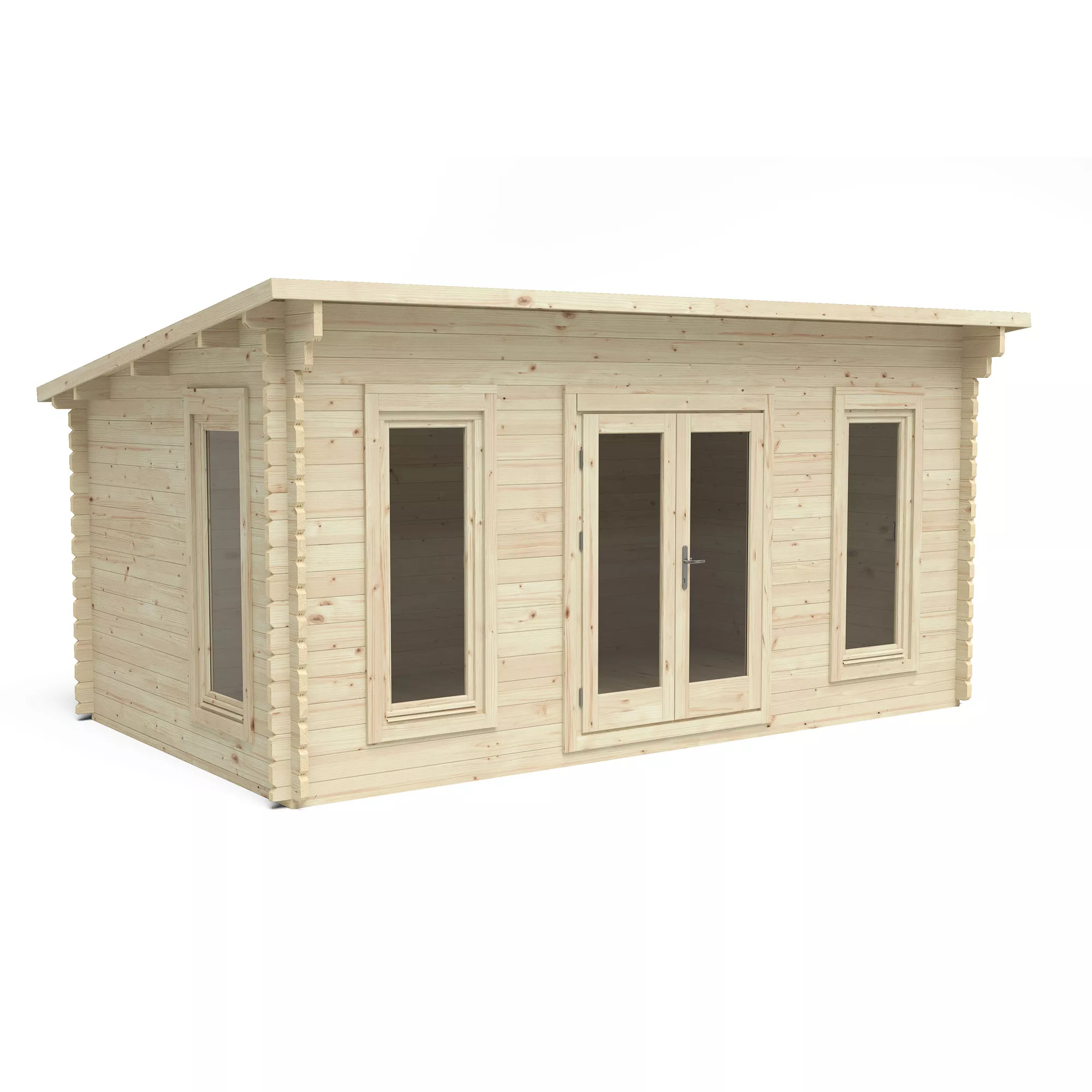 Forest Garden Elmley 5x3 Toughened Glass Pent Loglap Solid Wood Cabin With Double Door 5 Forest Garden Elmley 5x3 Toughened Glass Pent Loglap Solid Wood Cabin With Double Door - Image 3