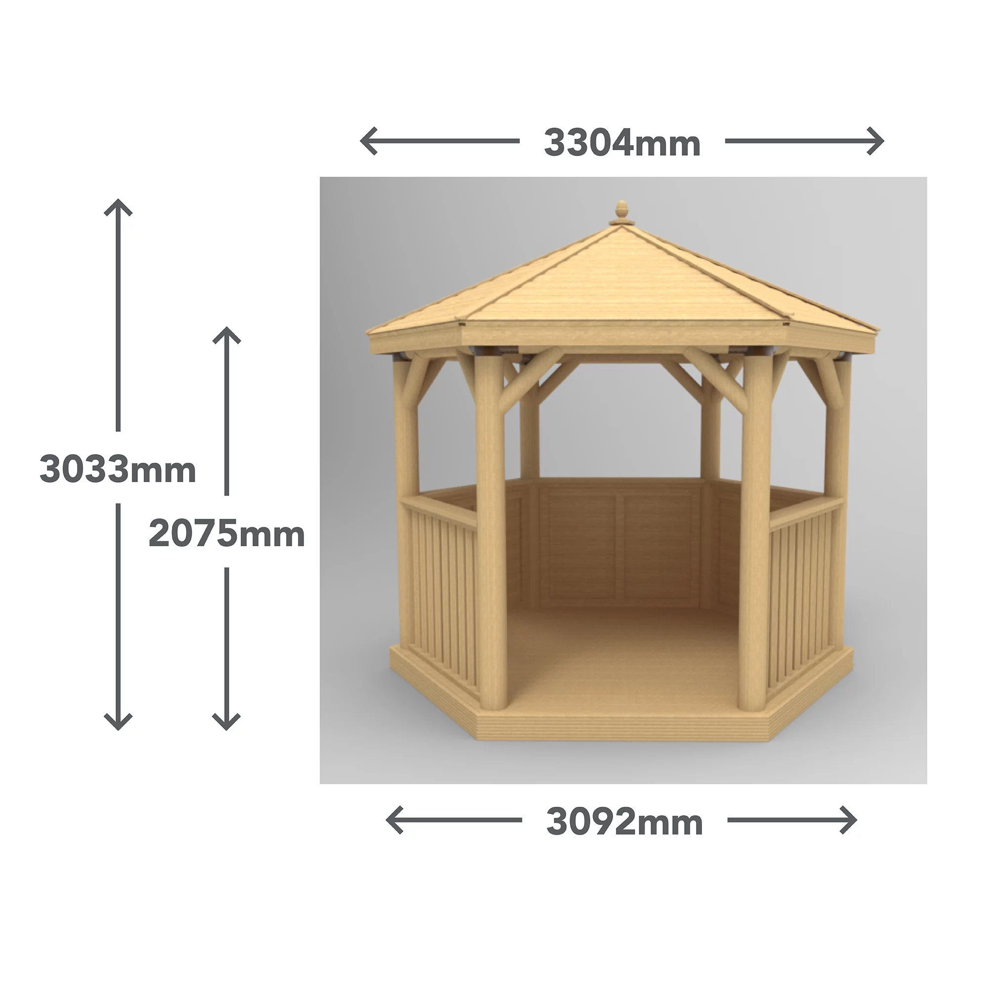 Forest Garden Furnished Hexagonal Gazebo, (W)3.3m (D)2.84m 13 Forest Garden Furnished Hexagonal Gazebo, (W)3.3m (D)2.84m - Image 11